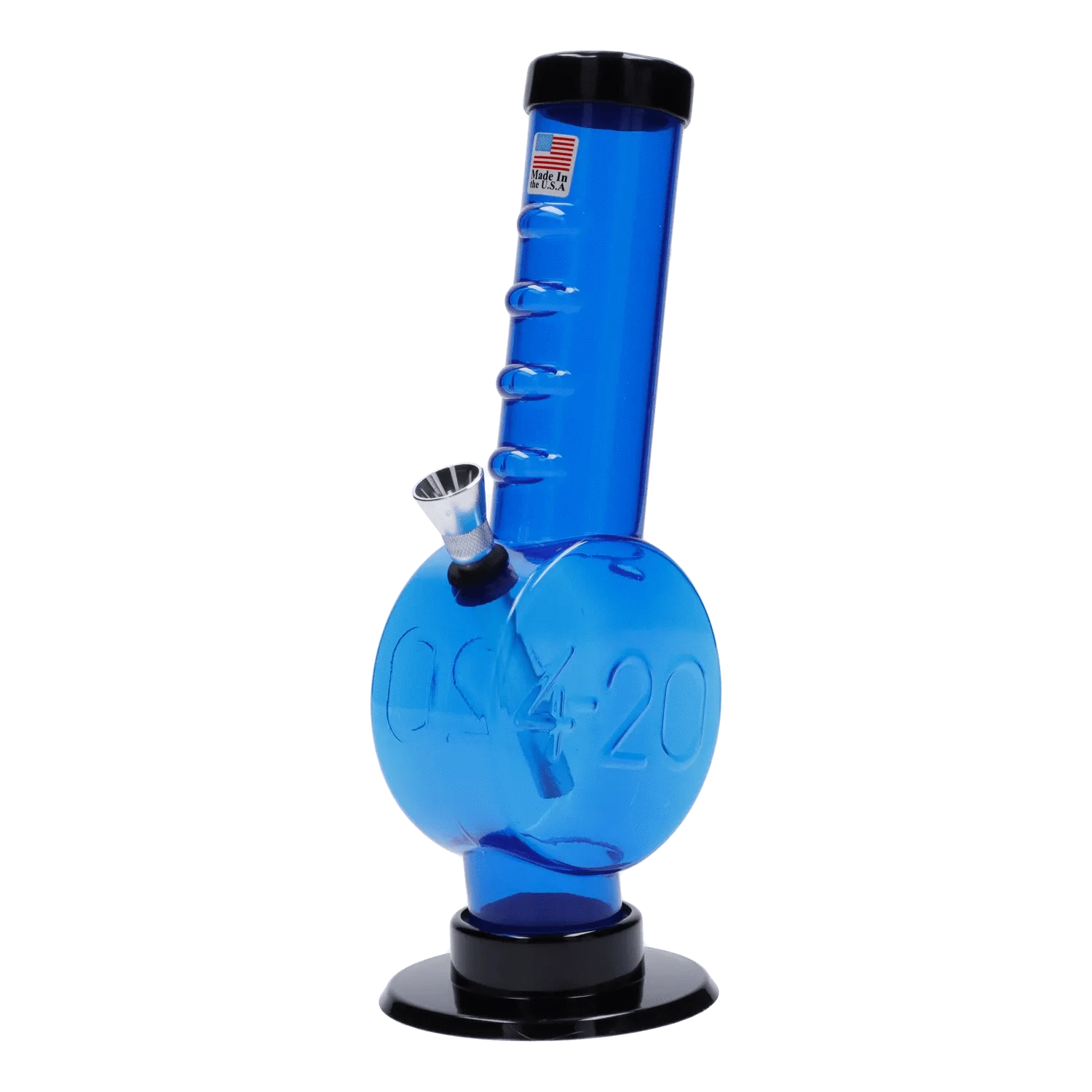 JM Plastic Water Pipe Dark Blue JM Plastics 420 Coin Base with Grip Acrylic Water Pipe - 9 in.