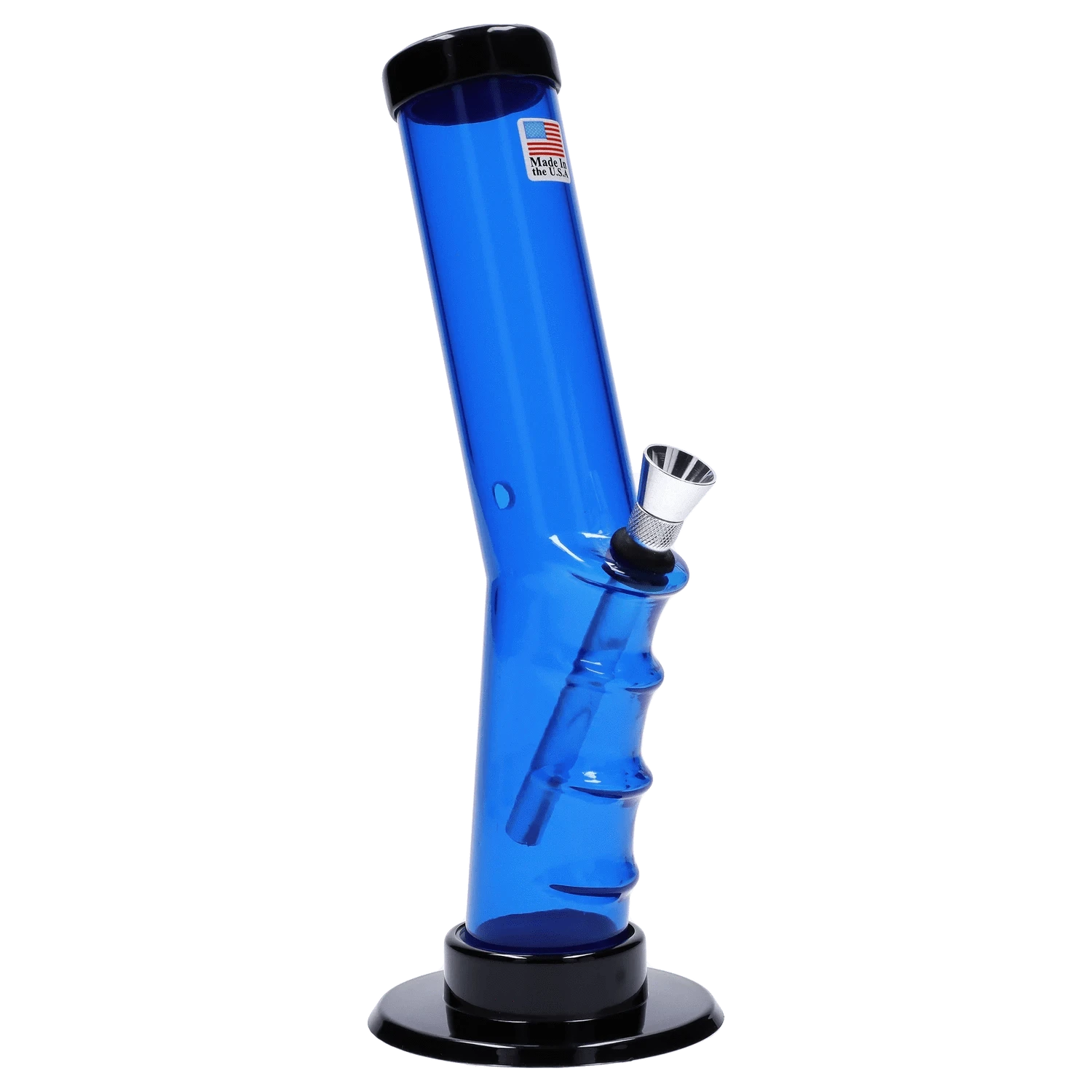 JM Plastic Water Pipe Dark Blue JM Plastics Bent Neck Straight Tube with Grip Acrylic Water Pipe - 9 in.