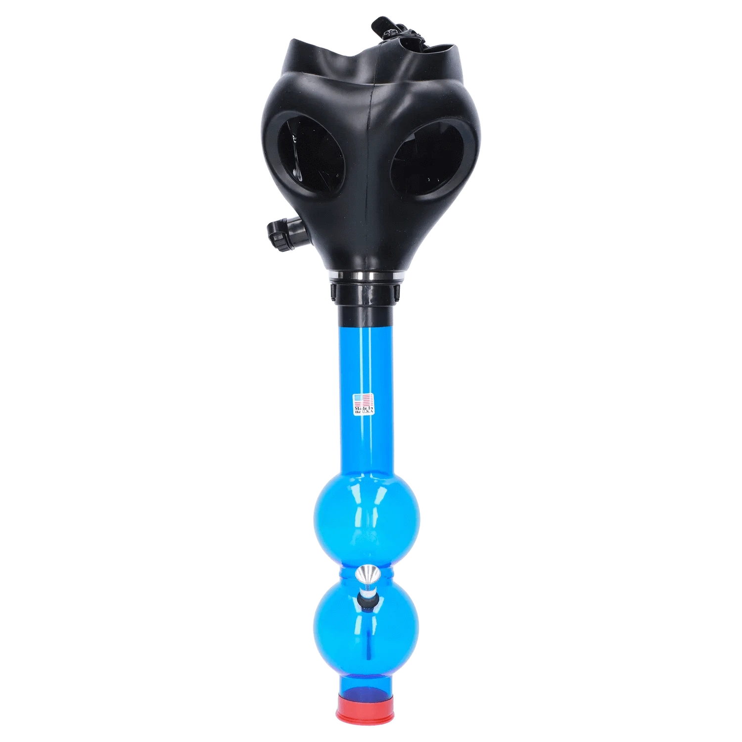 JM Plastic Water Pipe Dark Blue JM Plastics Black Gas Mask with Bright Acrylic Water Pipe
