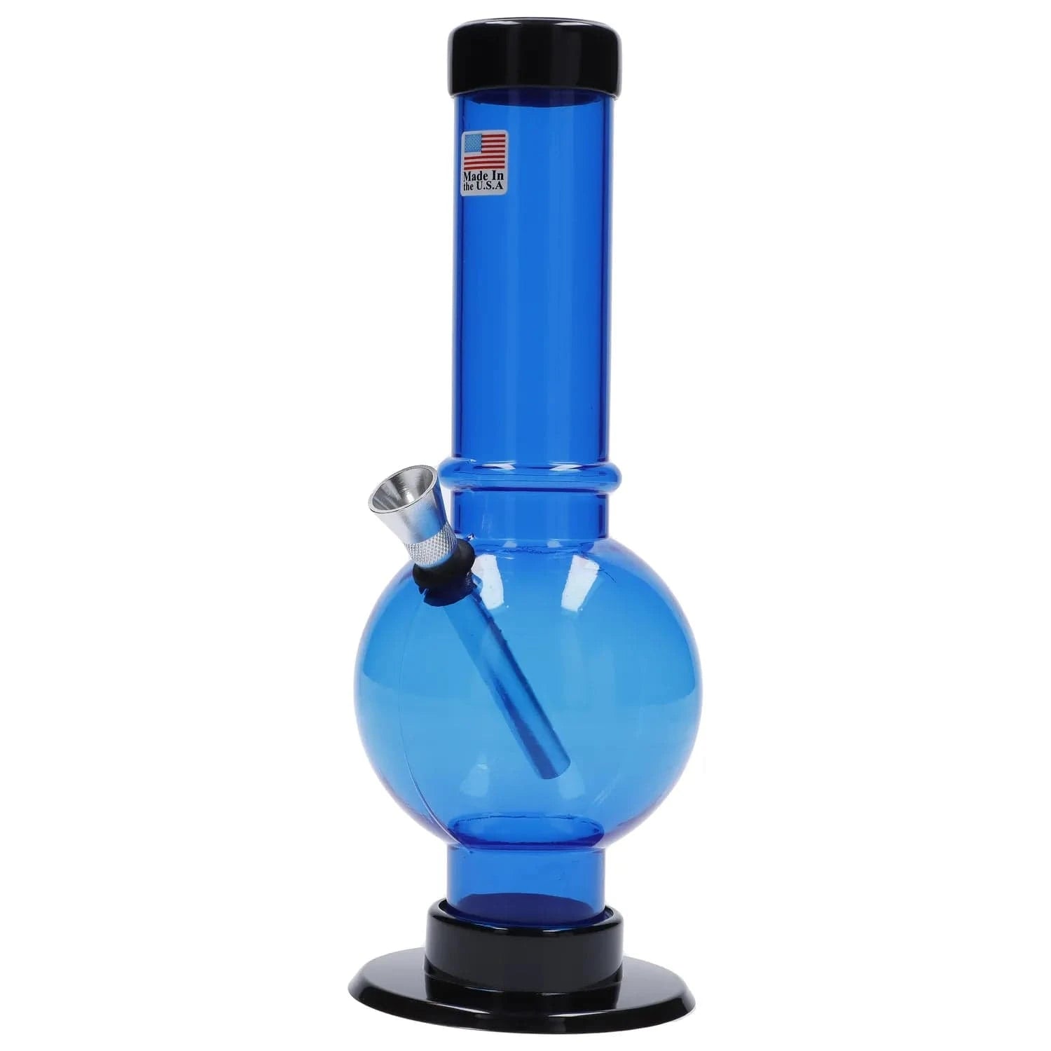 JM Plastic Water Pipe Dark Blue JM Plastics Bubble Base with Carb Hole Acrylic Water Pipe - 9 in.