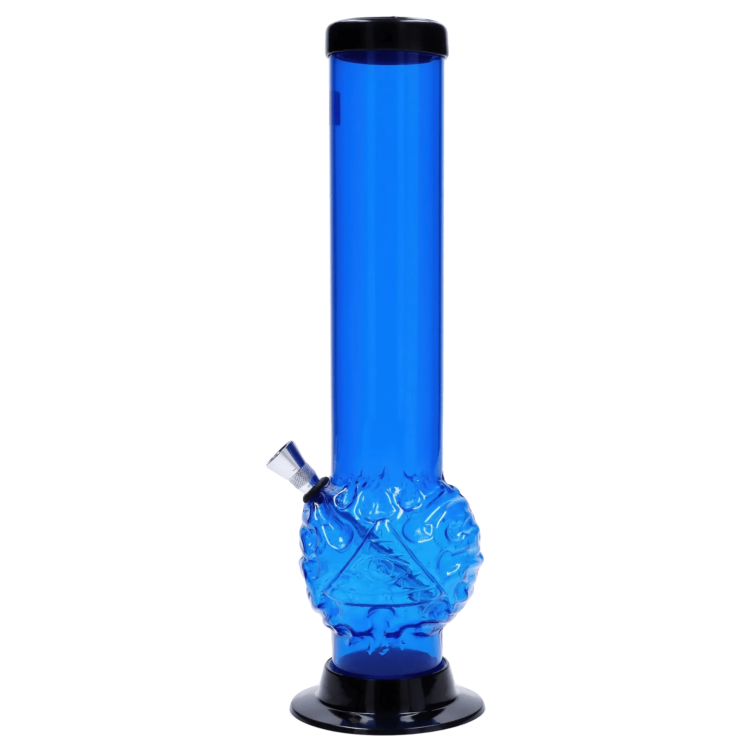 JM Plastic Water Pipe Dark Blue JM Plastics Evil Eye Pyramid Bubble Base Acrylic Water Pipe - 12 in.