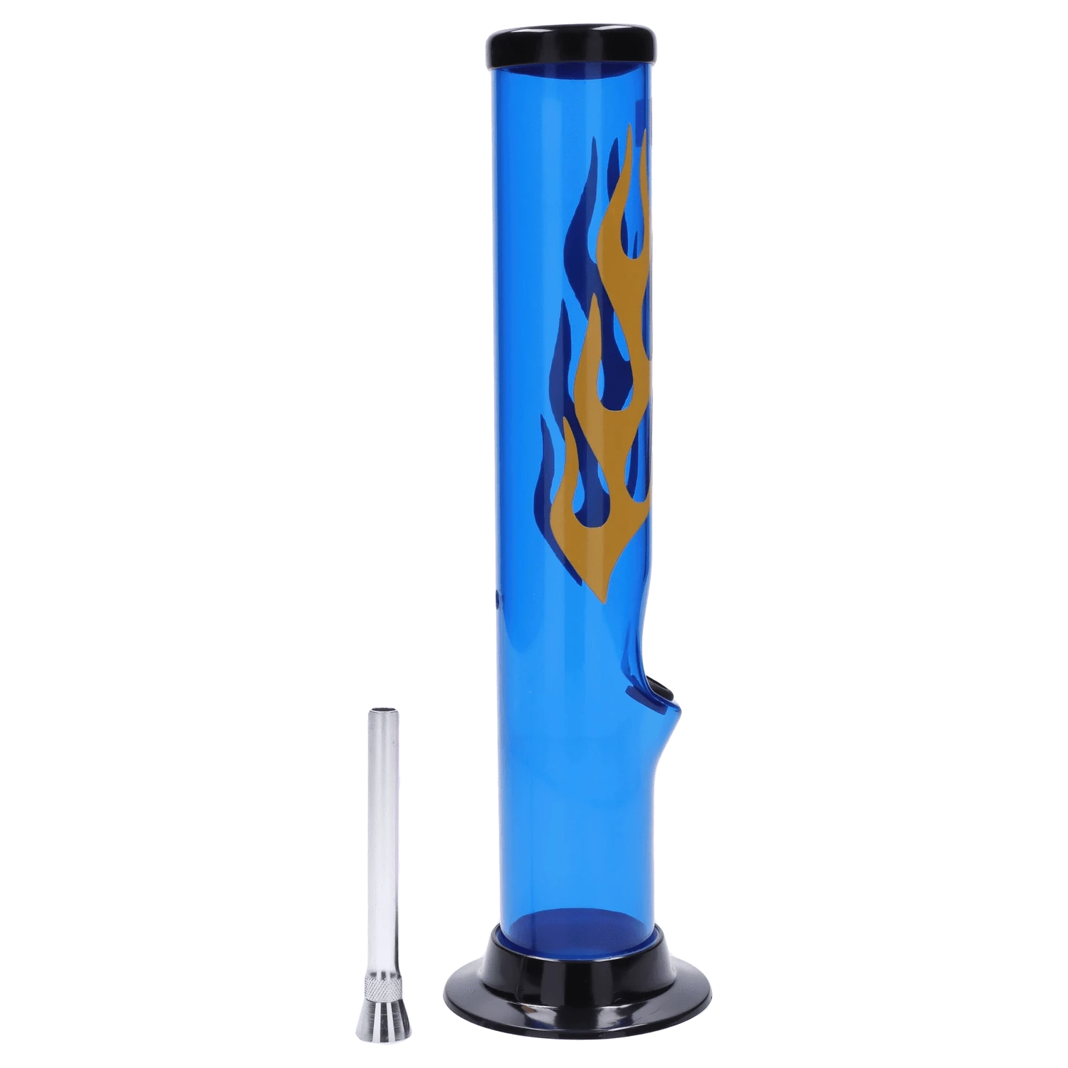 JM Plastic Water Pipe Dark Blue JM Plastics Flame Straight Tube with Carb Hole Acrylic Water Pipe - 12 in.