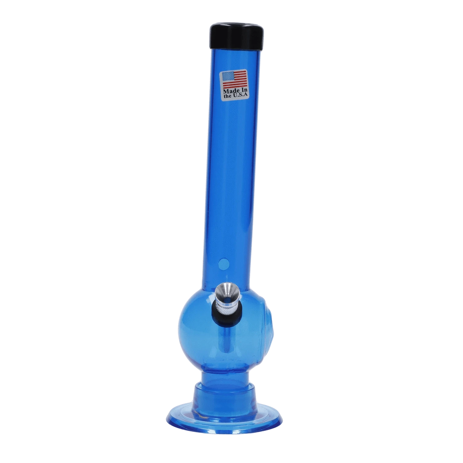 JM Plastic Water Pipe Dark Blue JM Plastics Magic 8 Ball Base with Carb Hole Acrylic Water Pipe - 8 in.