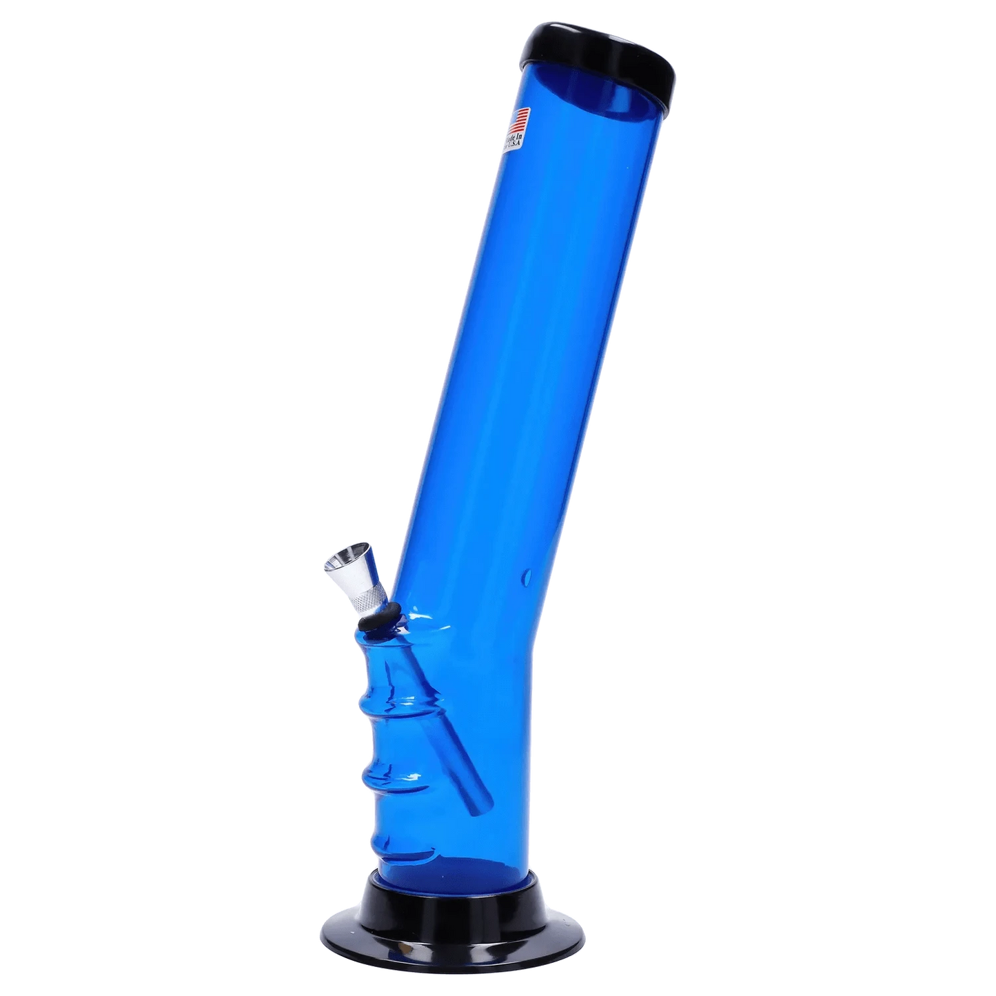 JM Plastic Water Pipe Dark Blue JM Plastics Straight Tube Bent Neck with Grip and Carb Hole Acrylic Water Pipe - 12 in.