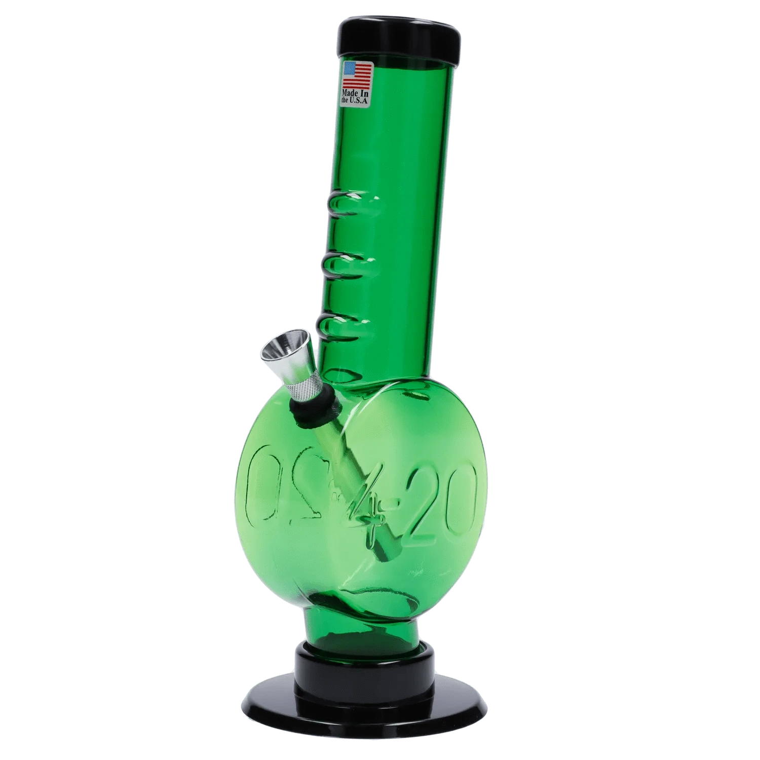 JM Plastic Water Pipe Dark Green JM Plastics 420 Coin Base with Grip Acrylic Water Pipe - 9 in.