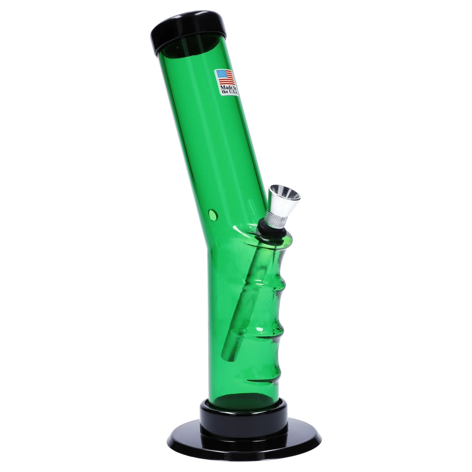 JM Plastic Water Pipe Dark Green JM Plastics Bent Neck Straight Tube with Grip Acrylic Water Pipe - 9 in.