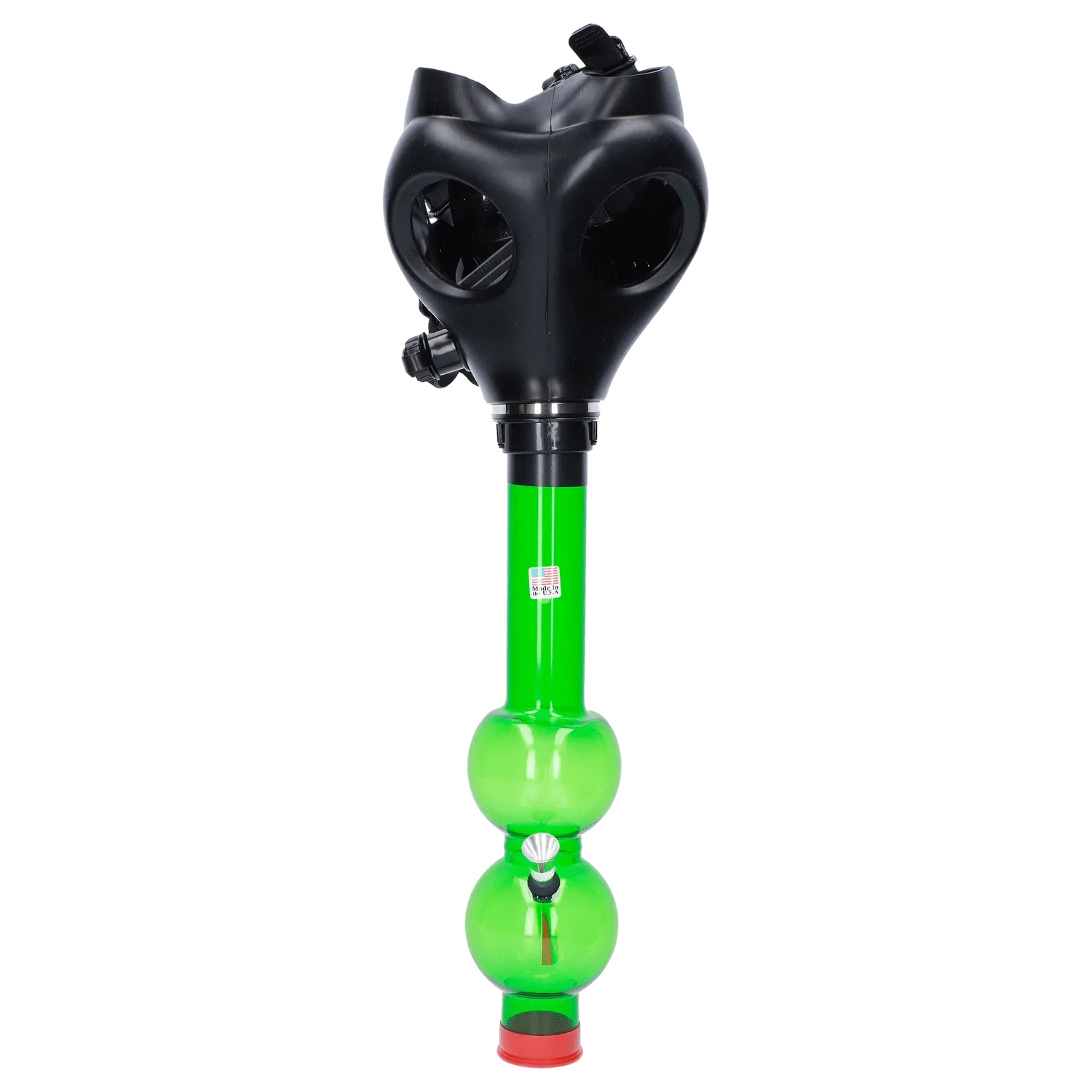 JM Plastic Water Pipe Dark Green JM Plastics Black Gas Mask with Bright Acrylic Water Pipe