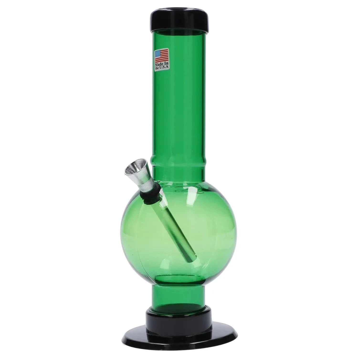 JM Plastic Water Pipe Dark Green JM Plastics Bubble Base with Carb Hole Acrylic Water Pipe - 9 in.