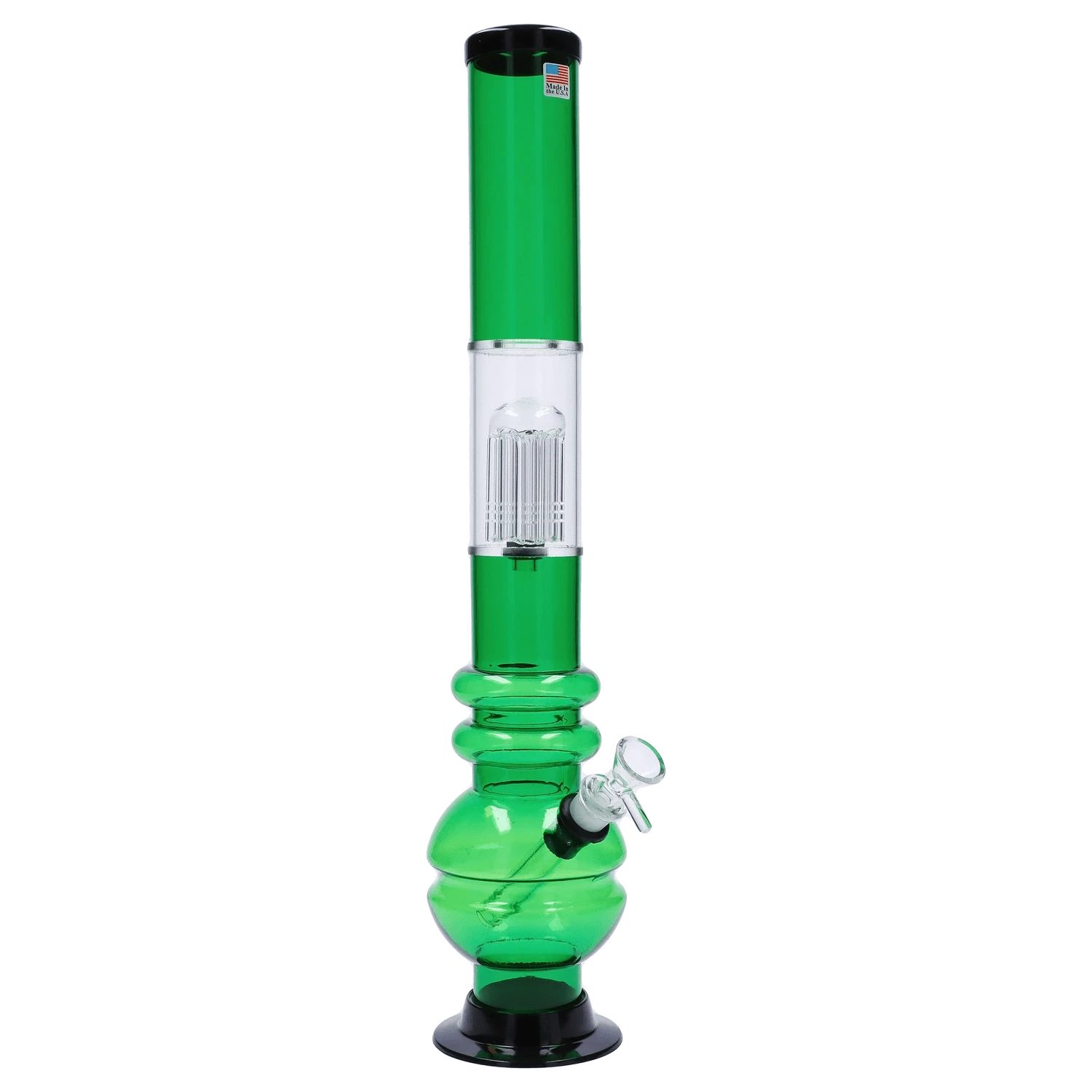 JM Plastic Water Pipe Dark Green JM Plastics Bubble Base with Glass Perc Acrylic Water Pipe