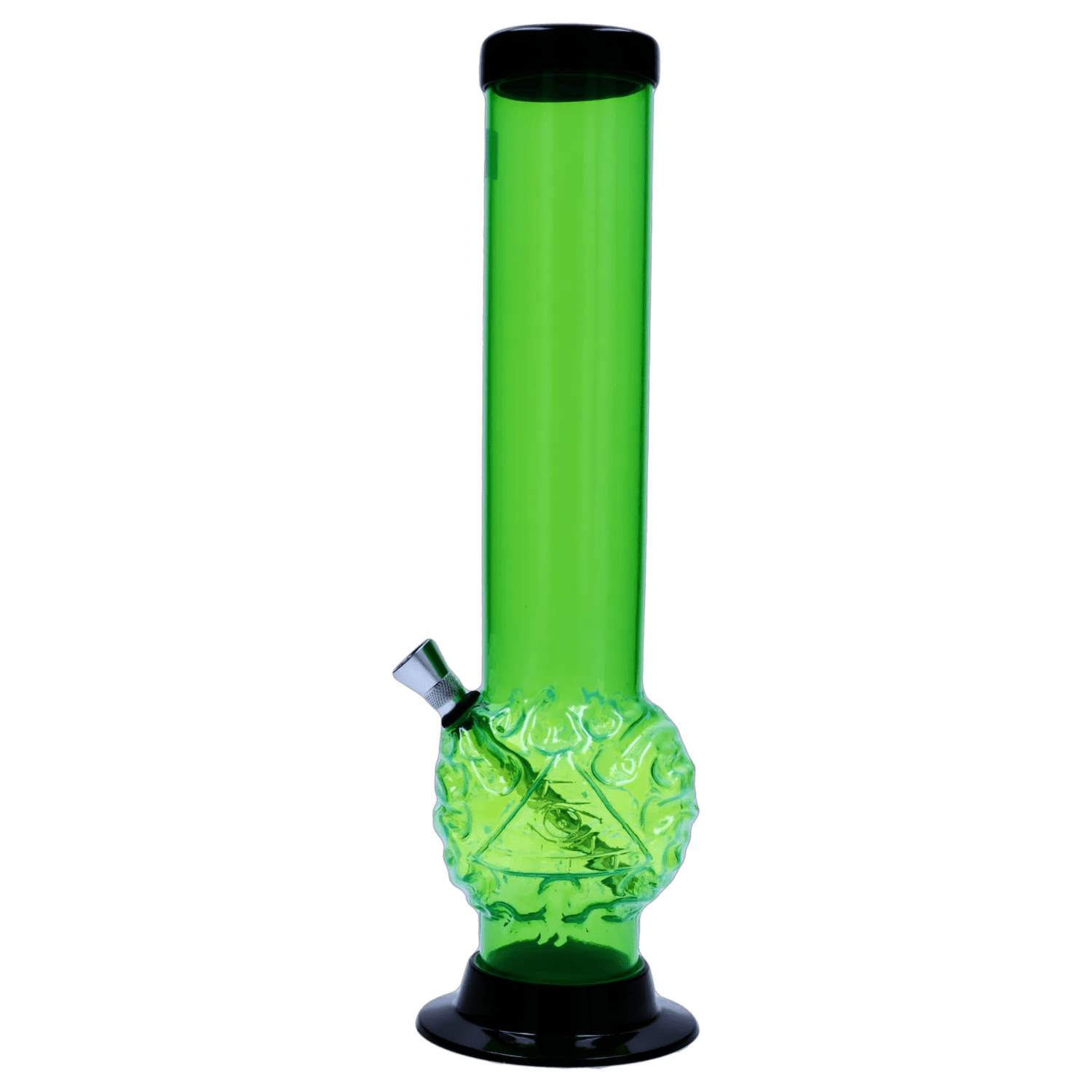 JM Plastic Water Pipe Dark Green JM Plastics Evil Eye Pyramid Bubble Base Acrylic Water Pipe - 12 in.