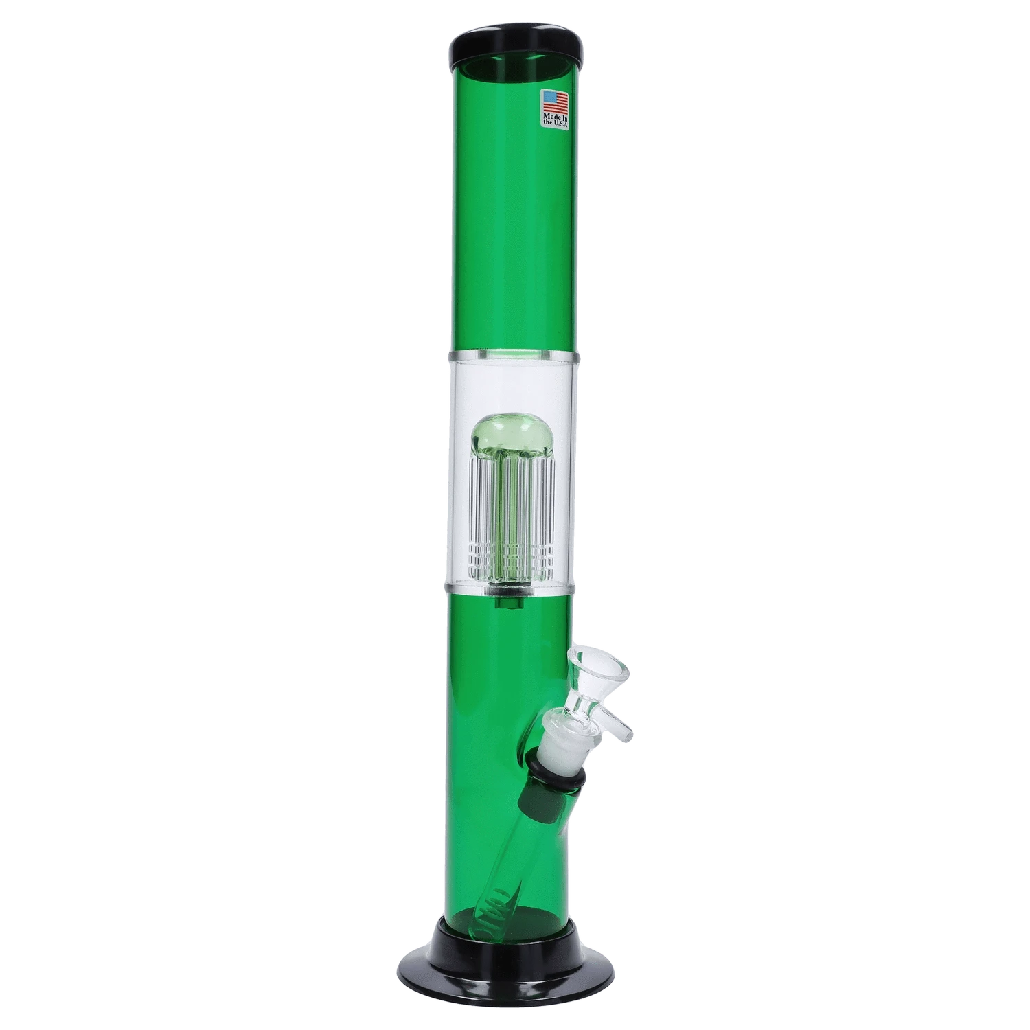 JM Plastic Water Pipe Dark Green JM Plastics Straight Tube with Glass Perc Acrylic Water Pipe