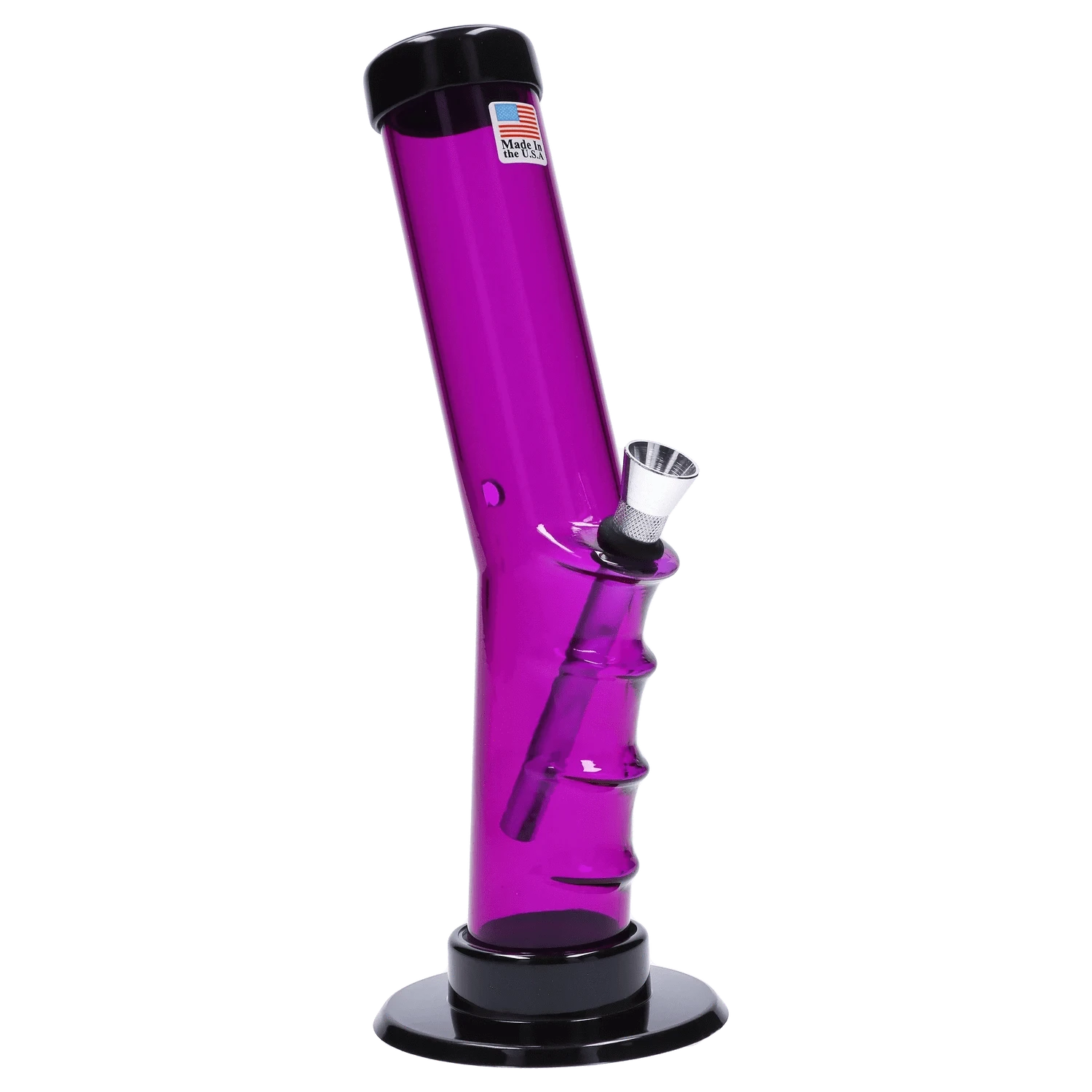 JM Plastic Water Pipe Dark Purple JM Plastics Bent Neck Straight Tube with Grip Acrylic Water Pipe - 9 in.