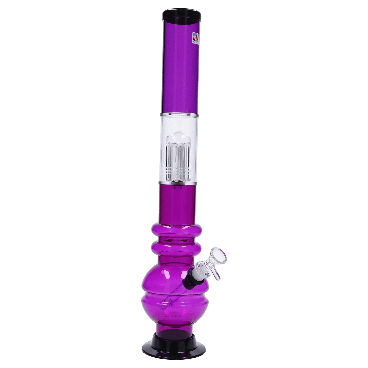 JM Plastic Water Pipe Dark Purple JM Plastics Bubble Base with Glass Perc Acrylic Water Pipe
