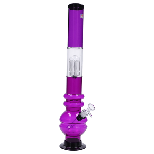 JM Plastic Water Pipe Dark Purple JM Plastics Bubble Base with Glass Perc Acrylic Water Pipe