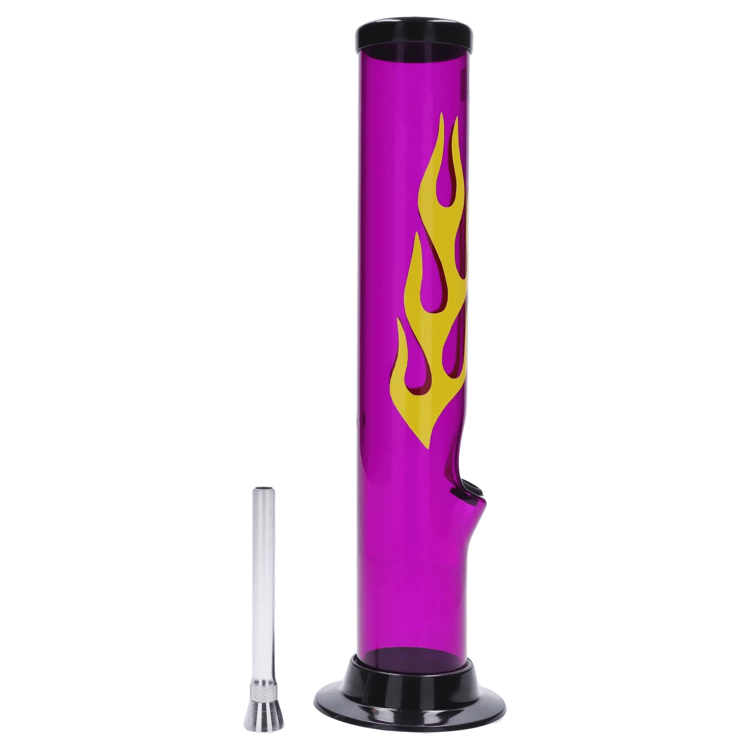 JM Plastic Water Pipe Dark Purple JM Plastics Flame Straight Tube with Carb Hole Acrylic Water Pipe - 12 in.