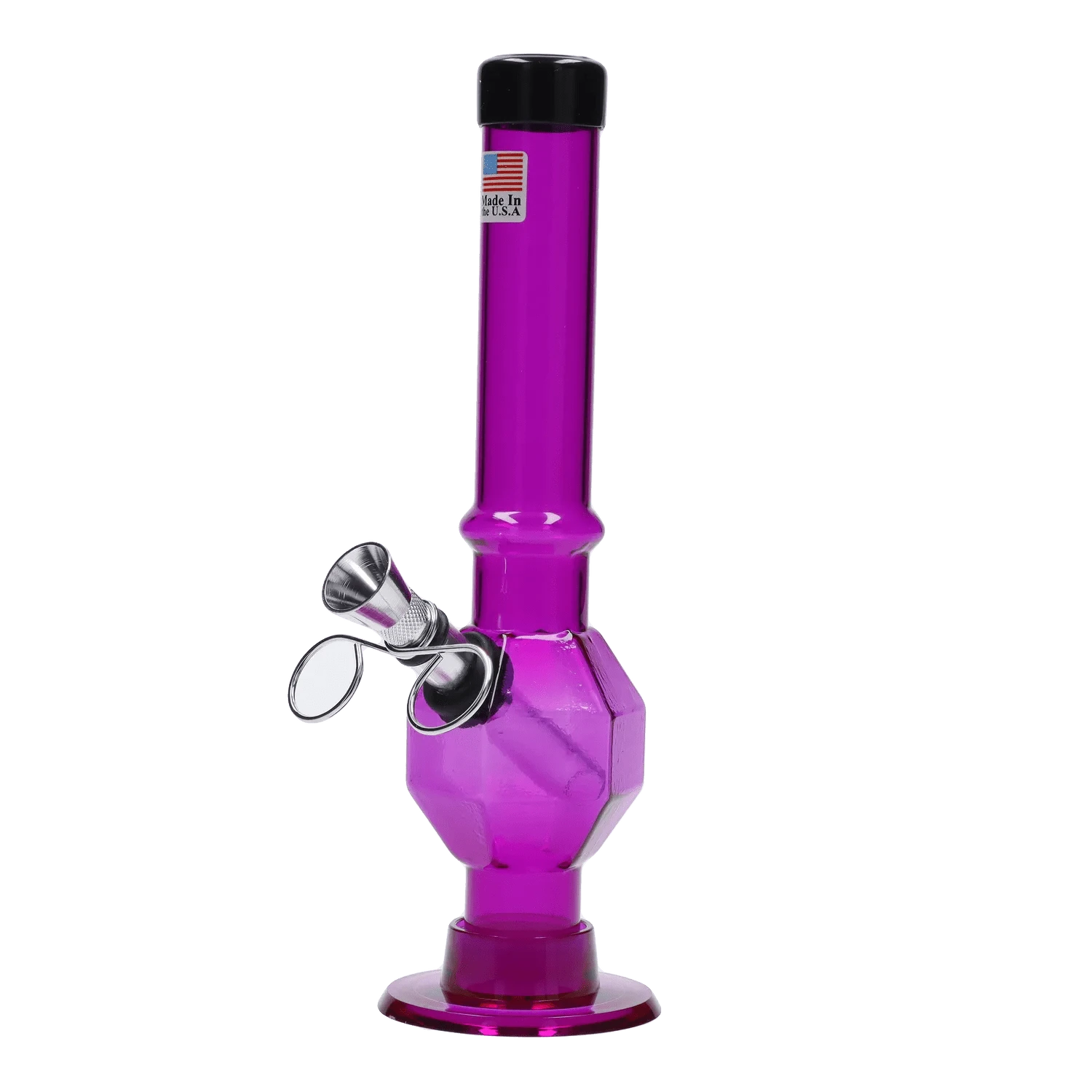 JM Plastic Water Pipe Dark Purple JM Plastics Grenade Base with Pull Slide Acrylic Water Pipe - 8 in.