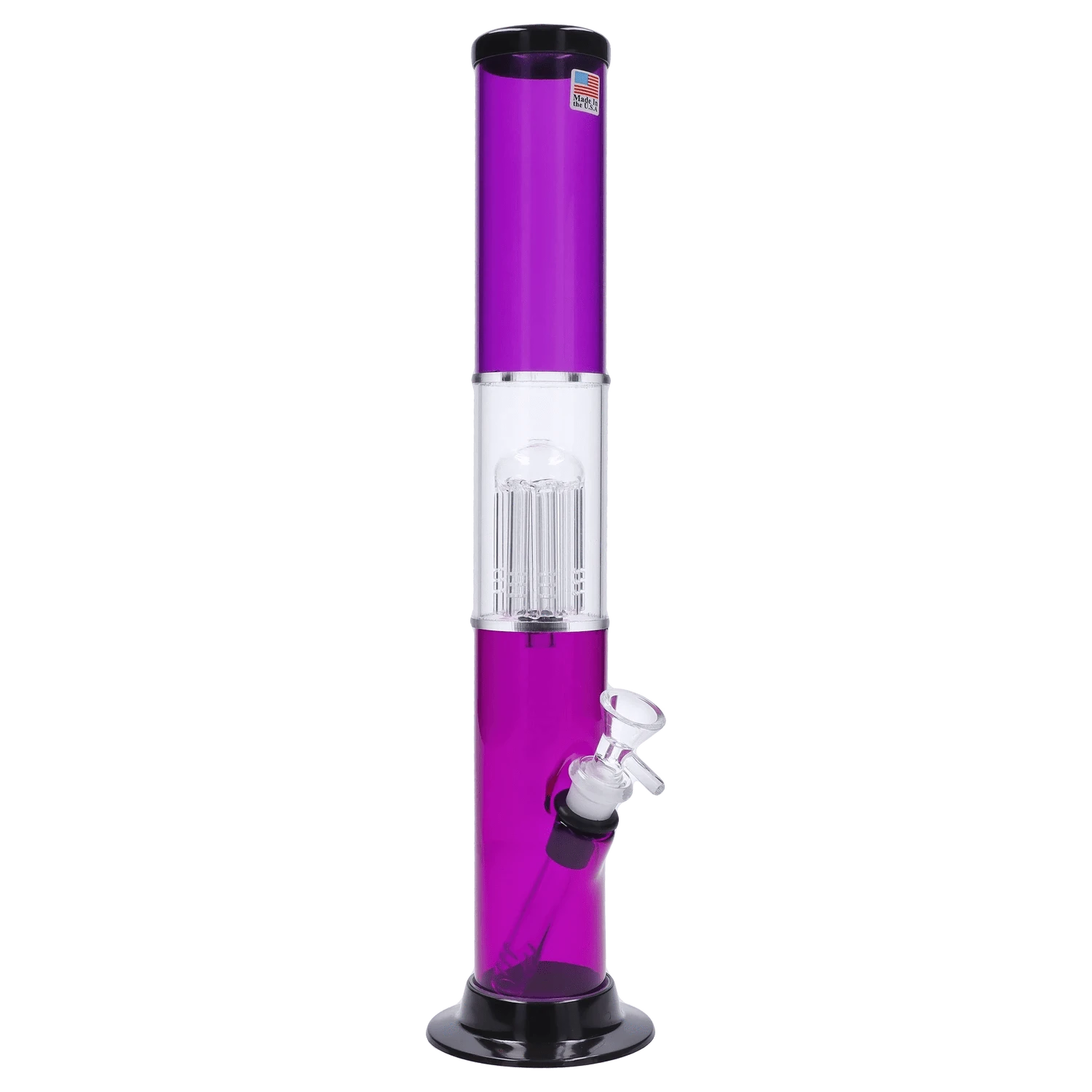 JM Plastic Water Pipe Dark Purple JM Plastics Straight Tube with Glass Perc Acrylic Water Pipe