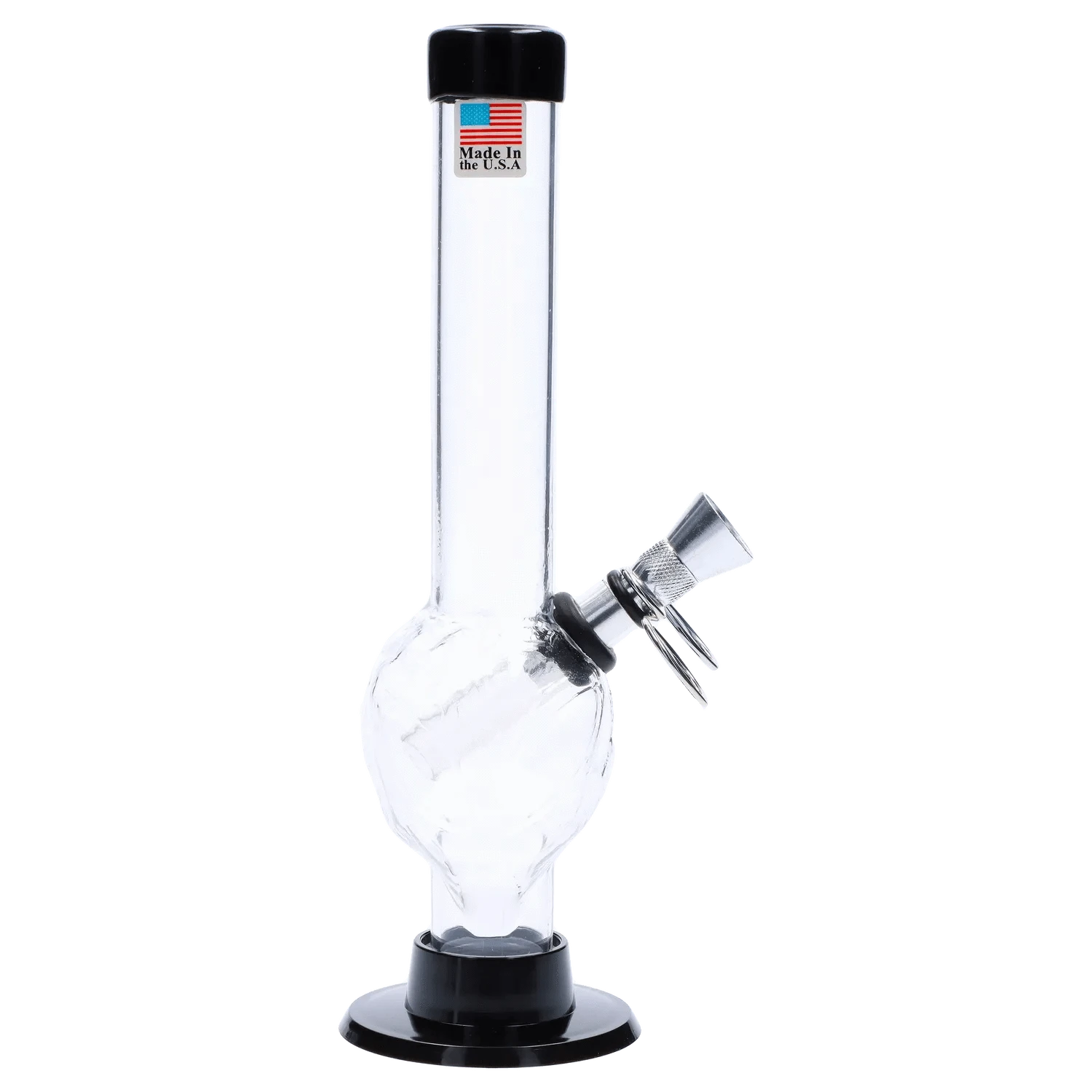 JM Plastic Water Pipe Frosted Clear with Yellow Base JM Plastics Alien Base with Pull Slide Acrylic Water Pipe - 8 in.