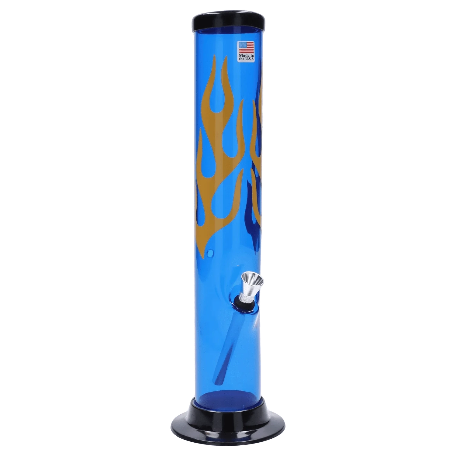 JM Plastic Water Pipe JM Plastics Flame Straight Tube with Carb Hole Acrylic Water Pipe - 12 in.