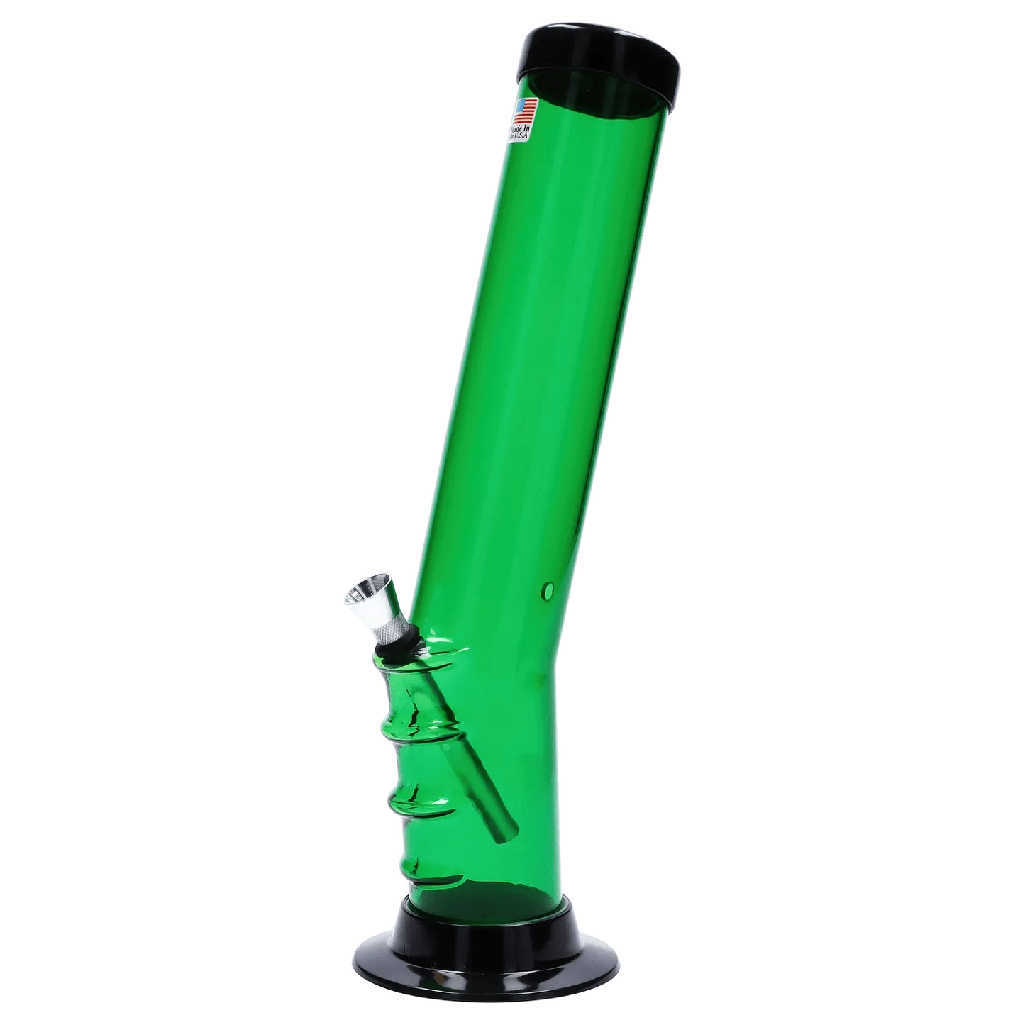 JM Plastic Water Pipe JM Plastics Straight Tube Bent Neck with Grip and Carb Hole Acrylic Water Pipe - 12 in.