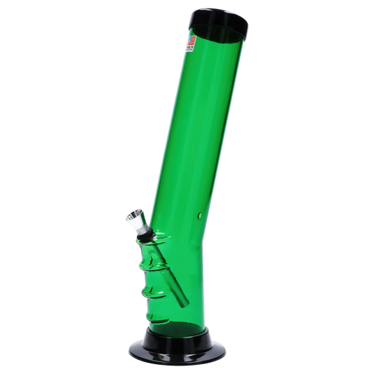 JM Plastic Water Pipe JM Plastics Straight Tube Bent Neck with Grip and Carb Hole Acrylic Water Pipe - 12 in.