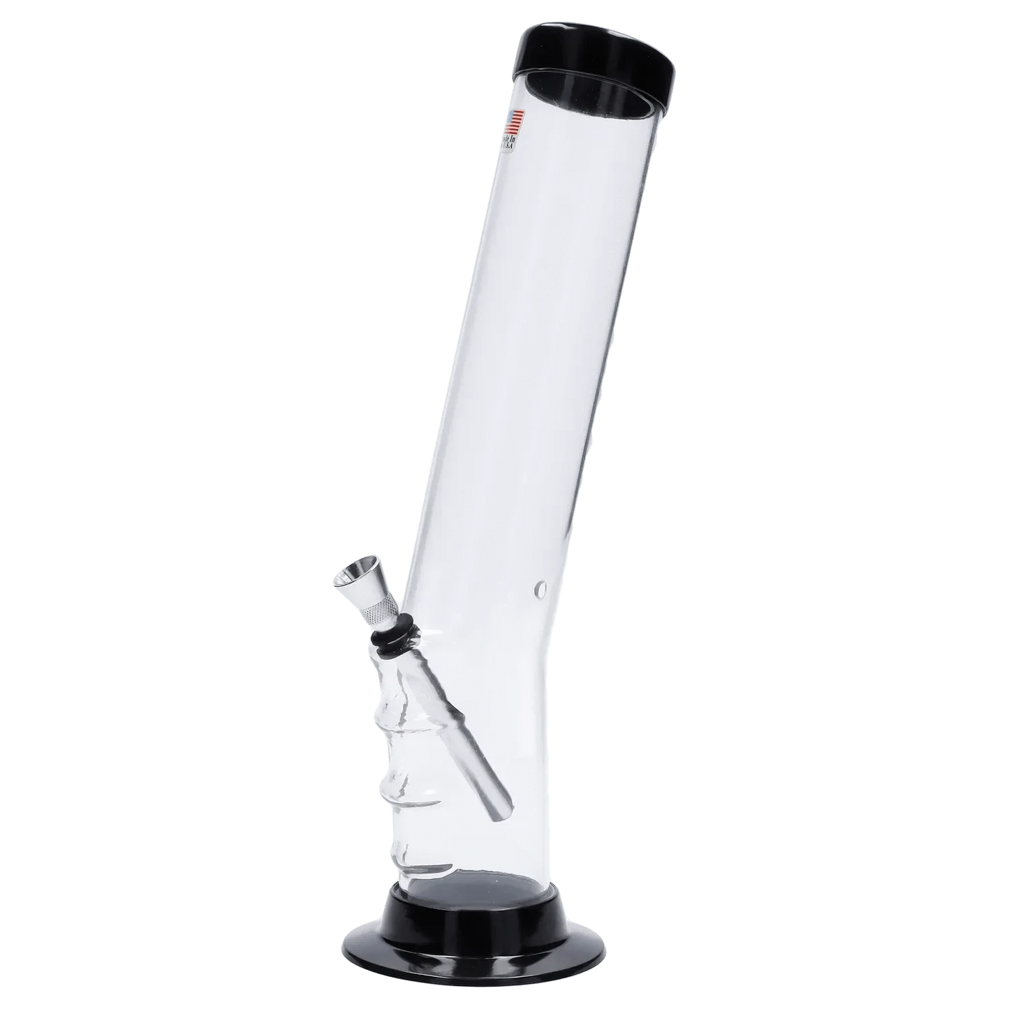 JM Plastic Water Pipe JM Plastics Straight Tube Bent Neck with Grip and Carb Hole Acrylic Water Pipe - 12 in.