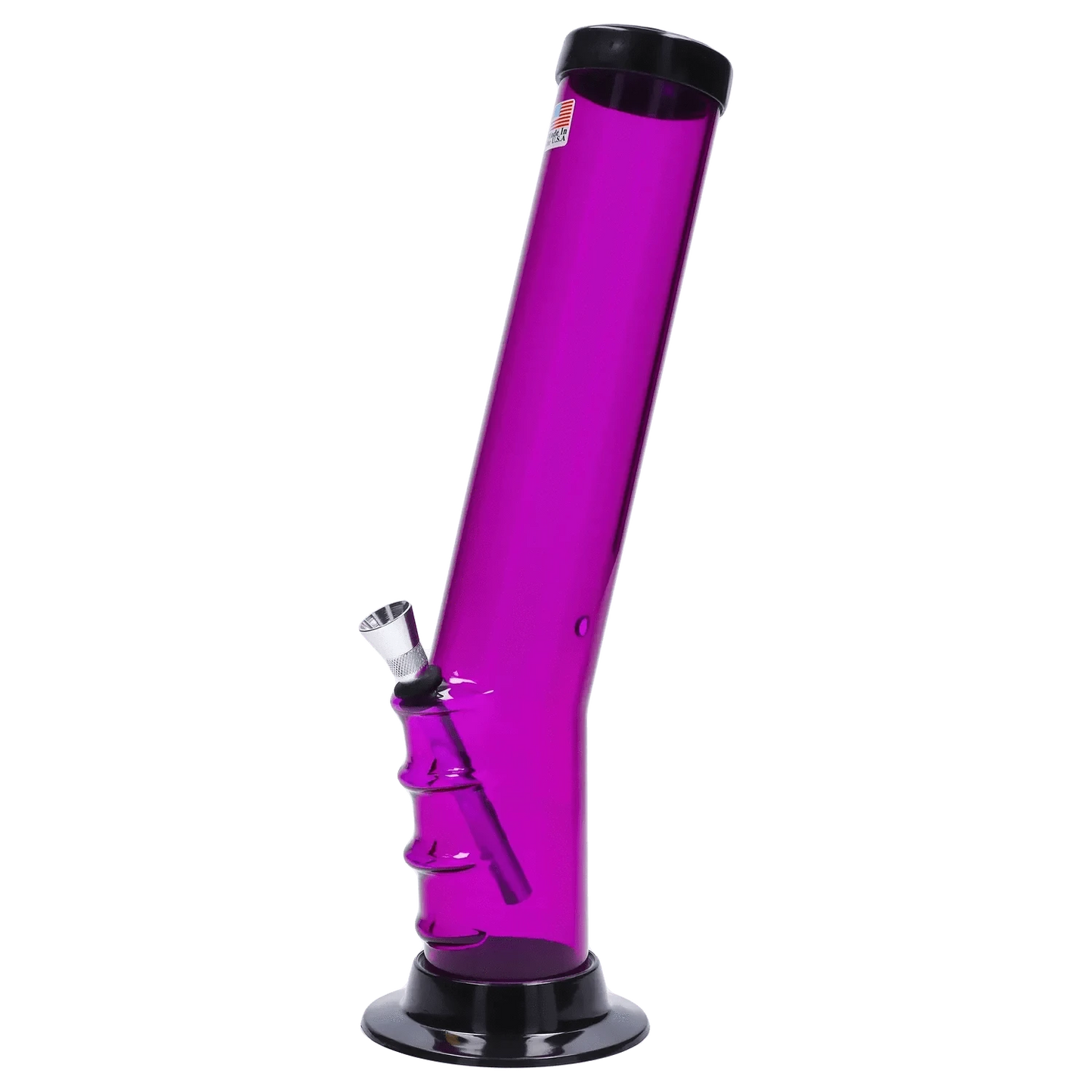 JM Plastic Water Pipe JM Plastics Straight Tube Bent Neck with Grip and Carb Hole Acrylic Water Pipe - 12 in.