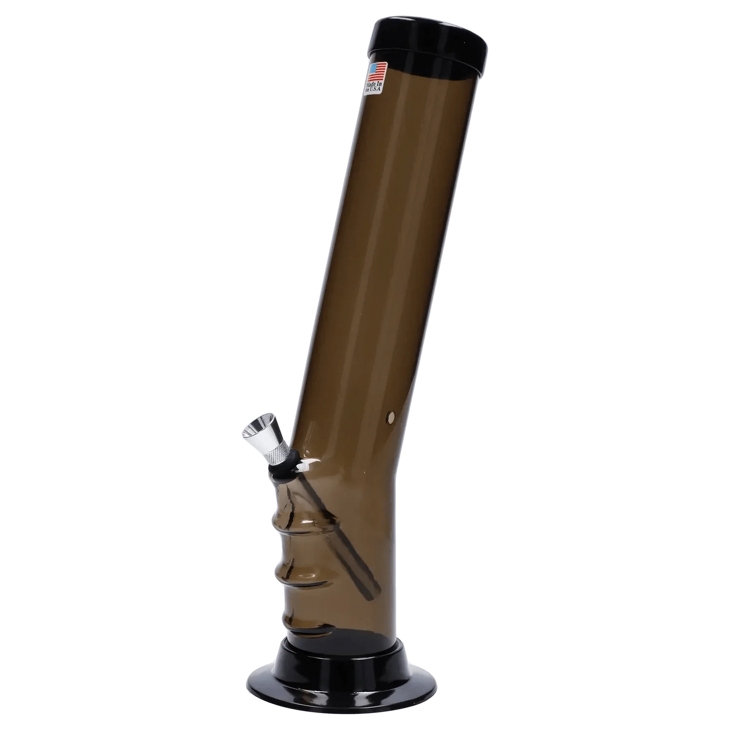JM Plastic Water Pipe Smoke JM Plastics Straight Tube Bent Neck with Grip and Carb Hole Acrylic Water Pipe - 12 in.