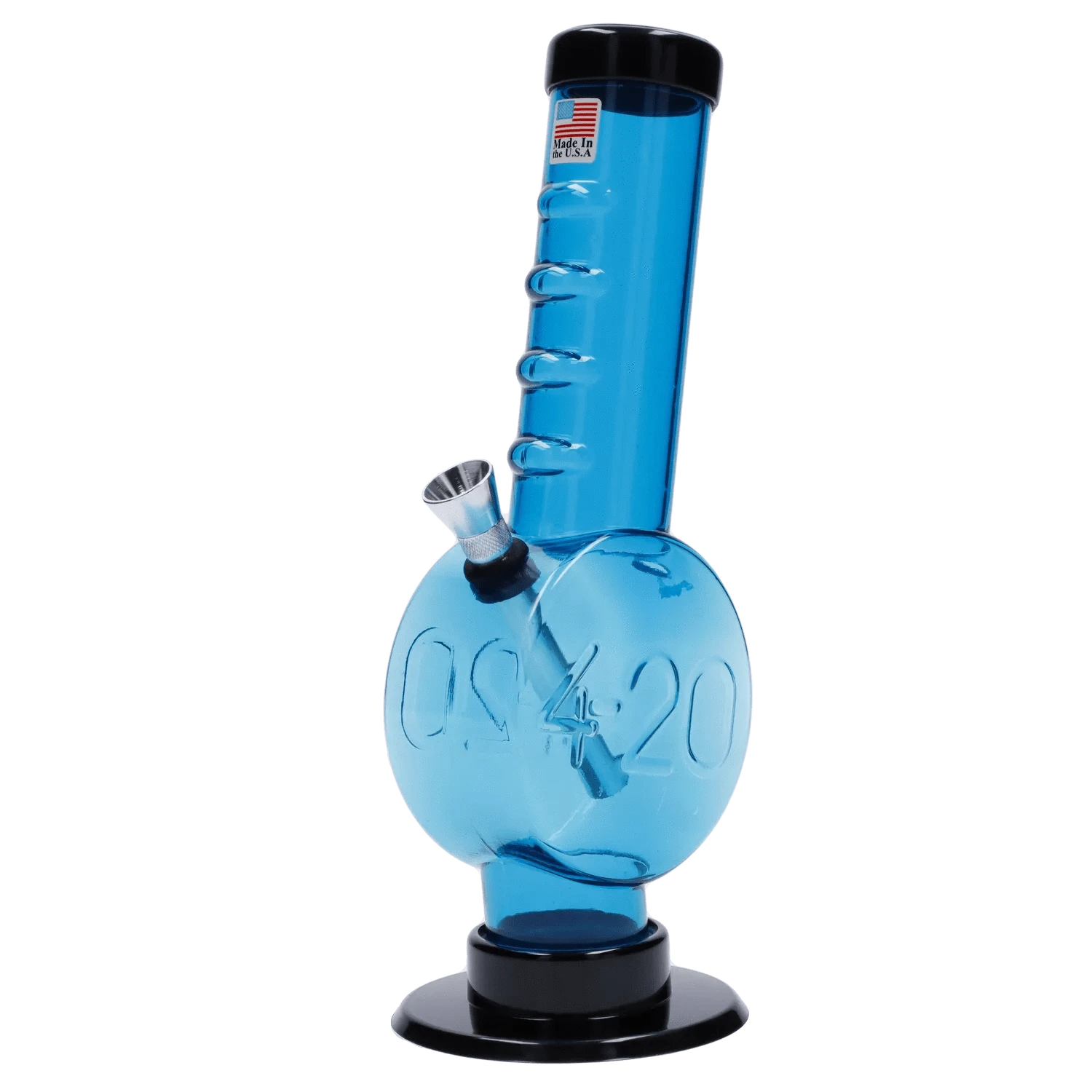 JM Plastic Water Pipe Light Blue JM Plastics 420 Coin Base with Grip Acrylic Water Pipe - 9 in.