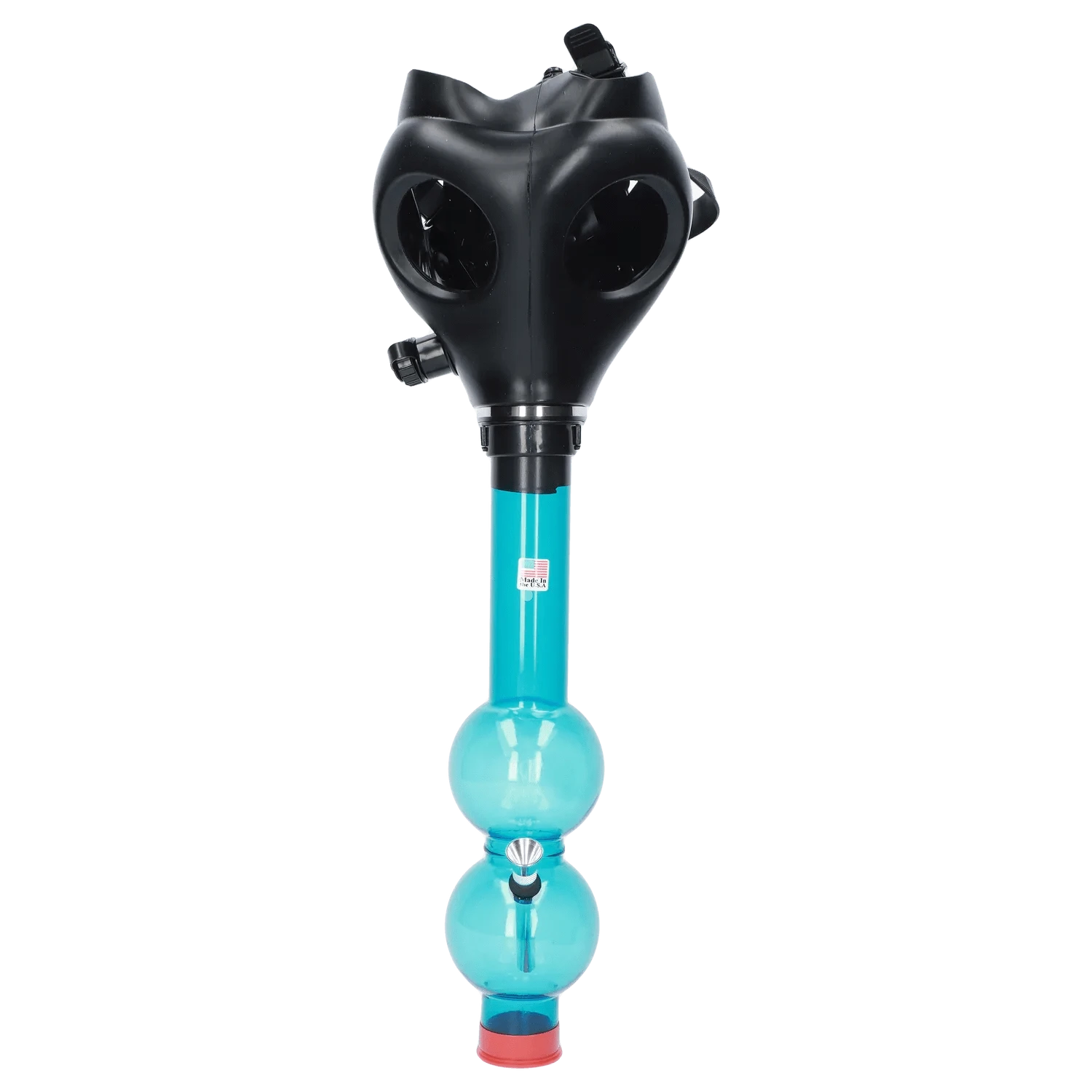 JM Plastic Water Pipe Light Blue JM Plastics Black Gas Mask with Bright Acrylic Water Pipe