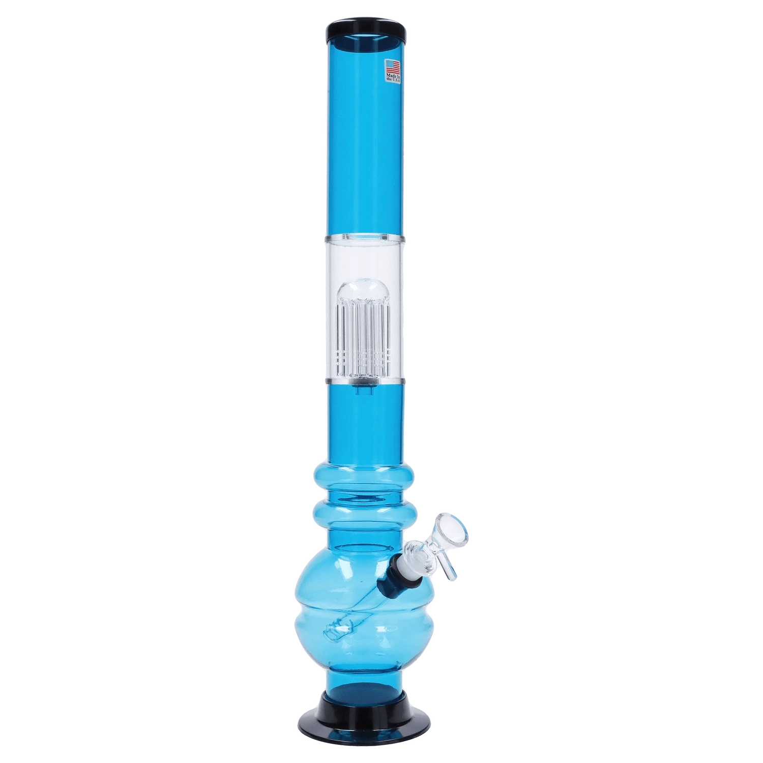 JM Plastic Water Pipe Light Blue JM Plastics Bubble Base with Glass Perc Acrylic Water Pipe