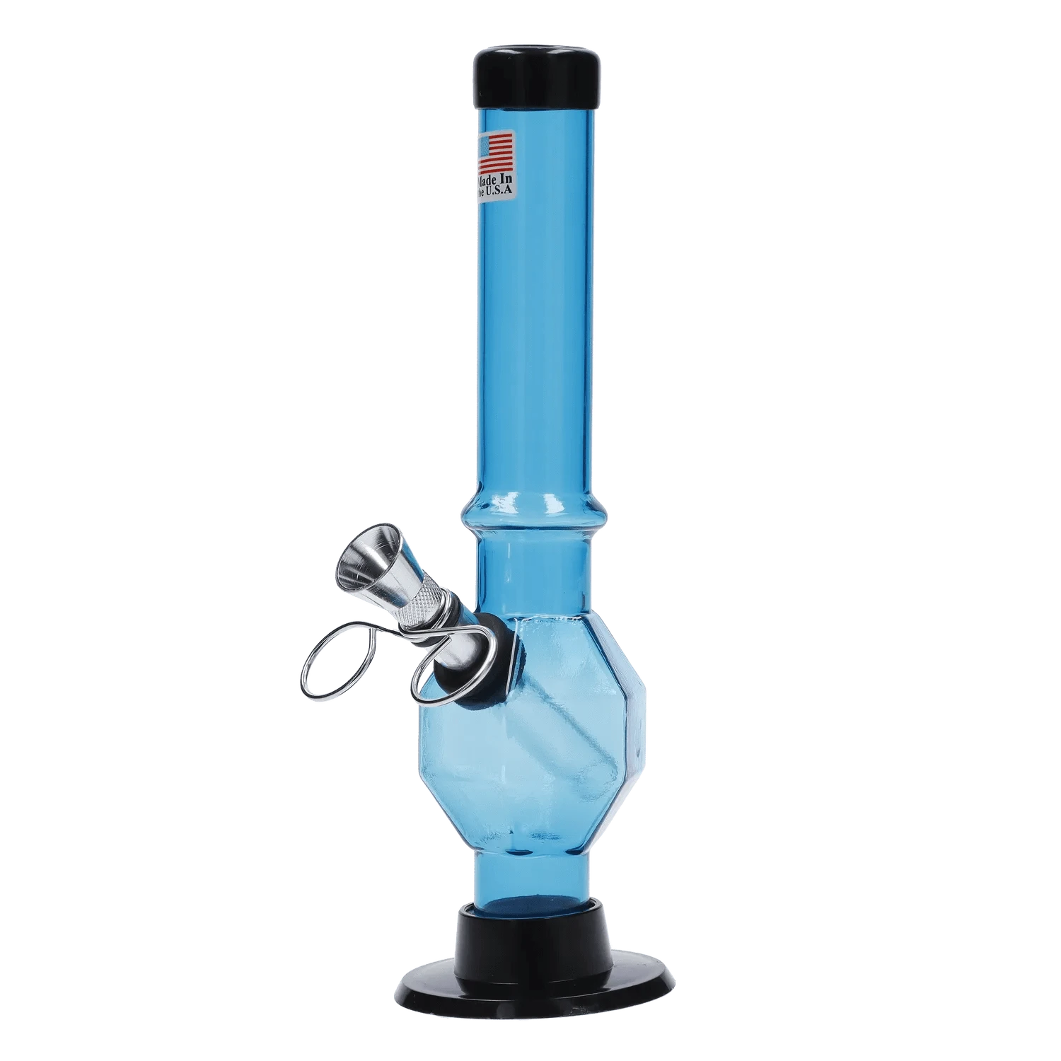 JM Plastic Water Pipe Light Blue JM Plastics Grenade Base with Pull Slide Acrylic Water Pipe - 8 in.