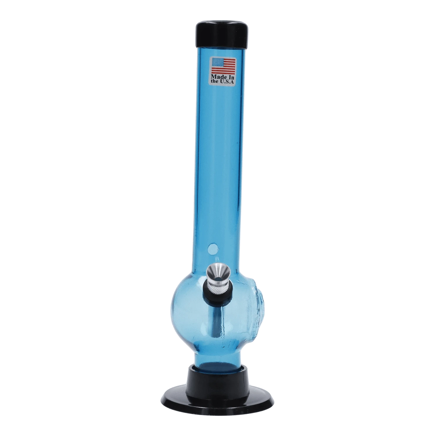 JM Plastic Water Pipe Light Blue JM Plastics Magic 8 Ball Base with Carb Hole Acrylic Water Pipe - 8 in.