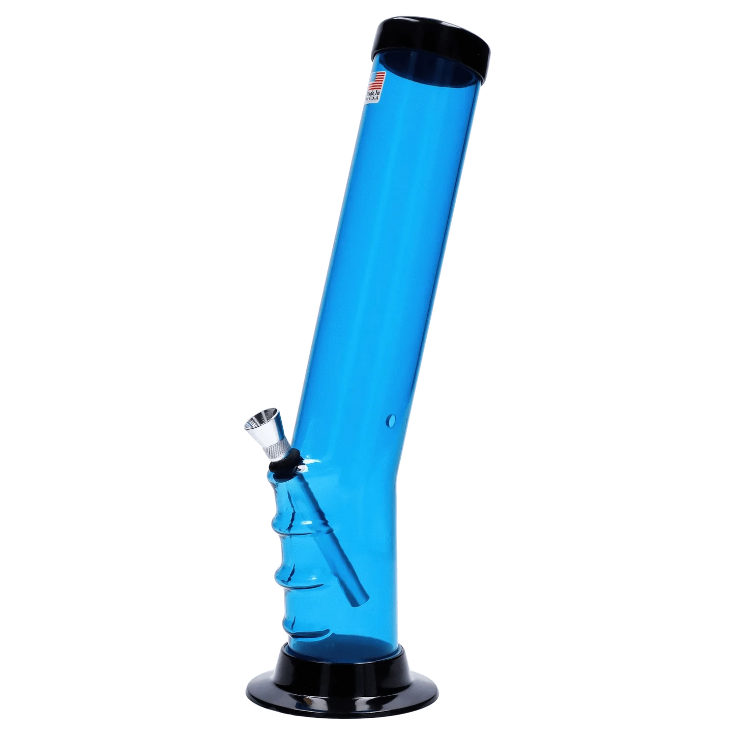 JM Plastic Water Pipe Light Blue JM Plastics Straight Tube Bent Neck with Grip and Carb Hole Acrylic Water Pipe - 12 in.