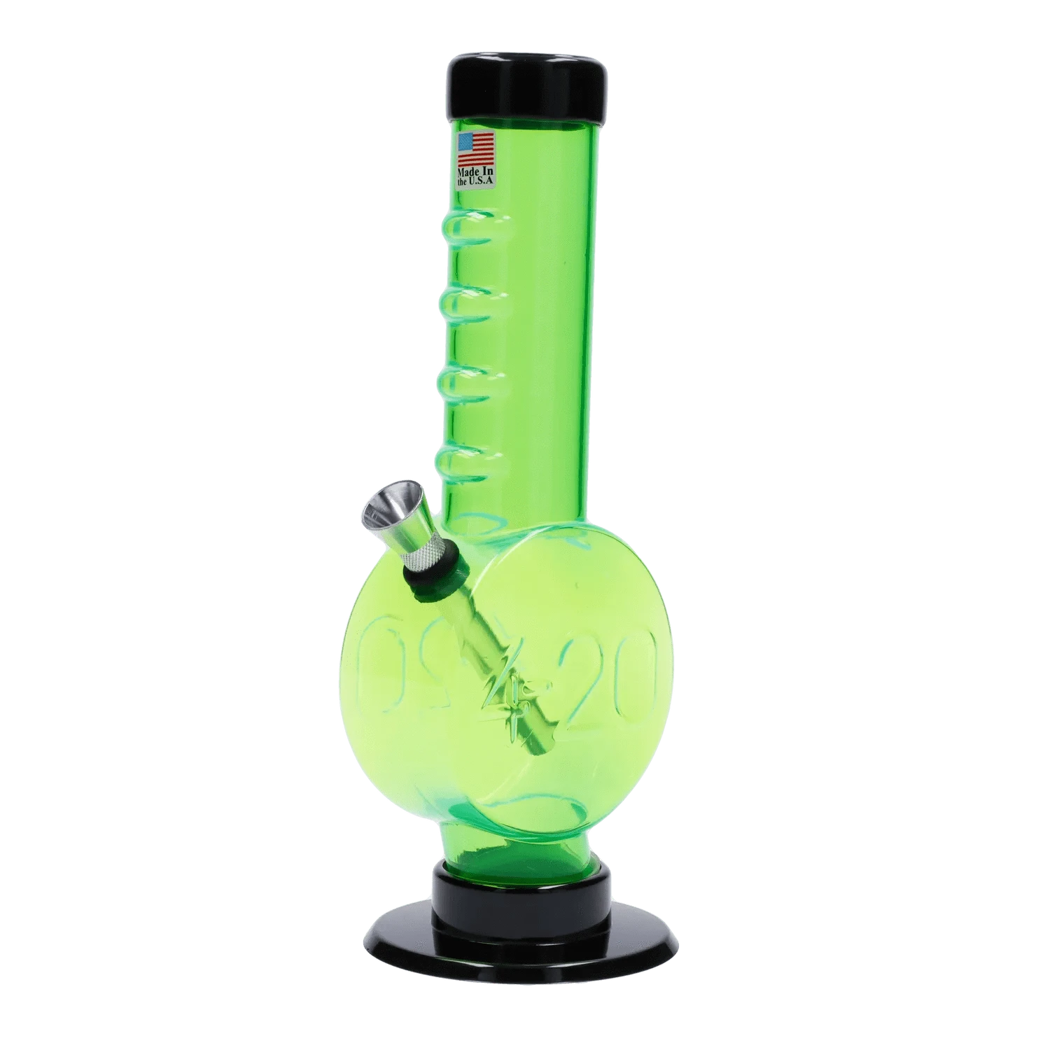 JM Plastic Water Pipe Light Green JM Plastics 420 Coin Base with Grip Acrylic Water Pipe - 9 in.