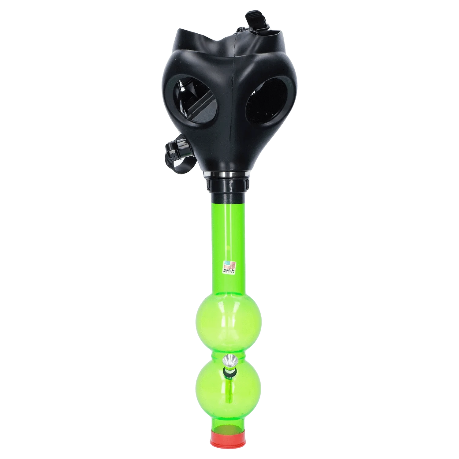 JM Plastic Water Pipe Light Green JM Plastics Black Gas Mask with Bright Acrylic Water Pipe