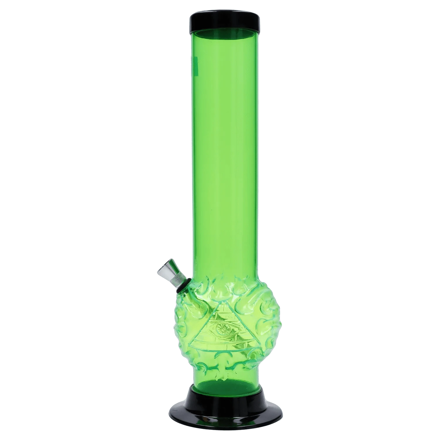 JM Plastic Water Pipe Light Green JM Plastics Evil Eye Pyramid Bubble Base Acrylic Water Pipe - 12 in.
