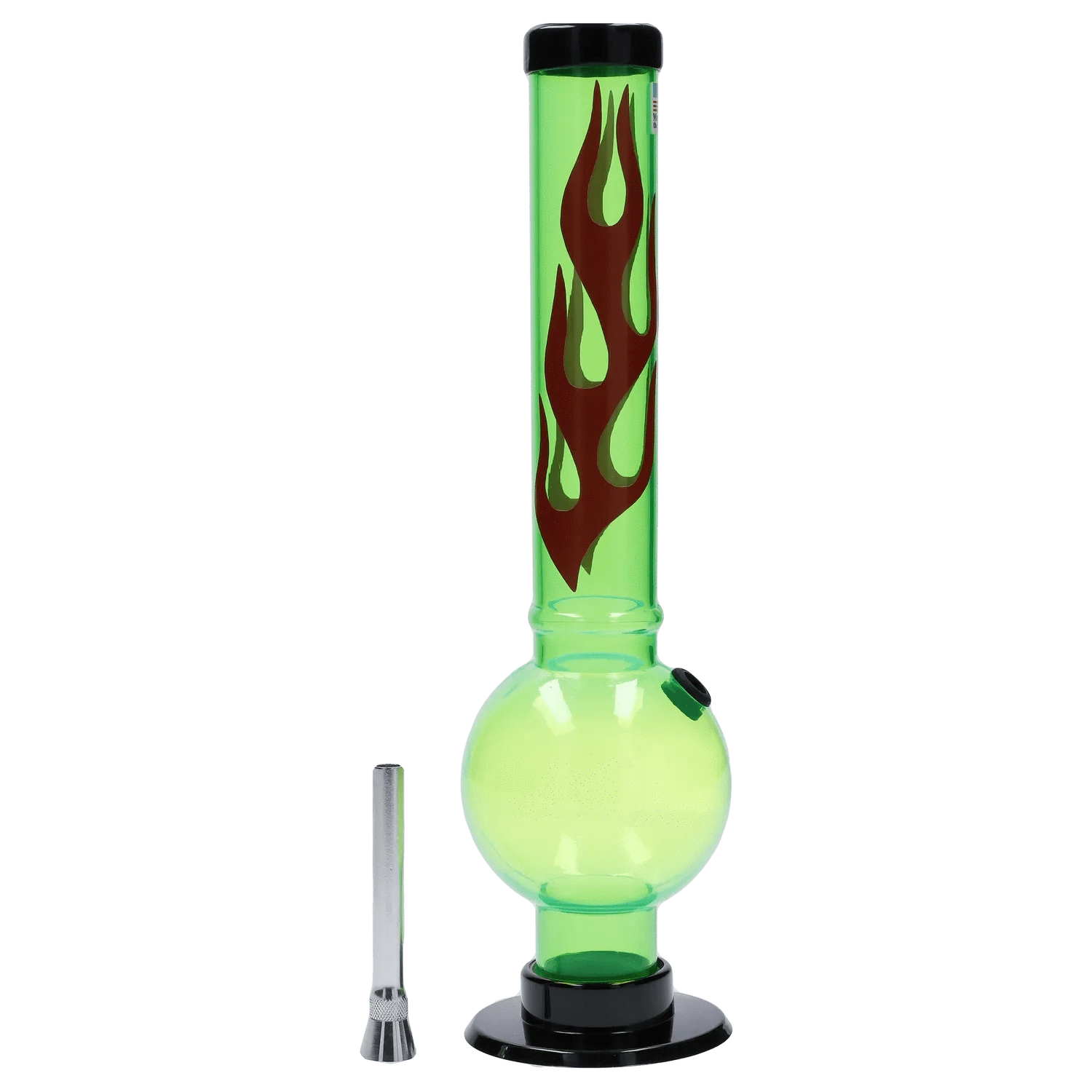 JM Plastic Water Pipe Light Green JM Plastics Flame Bubble Base Acrylic Water Pipe - 12 in.