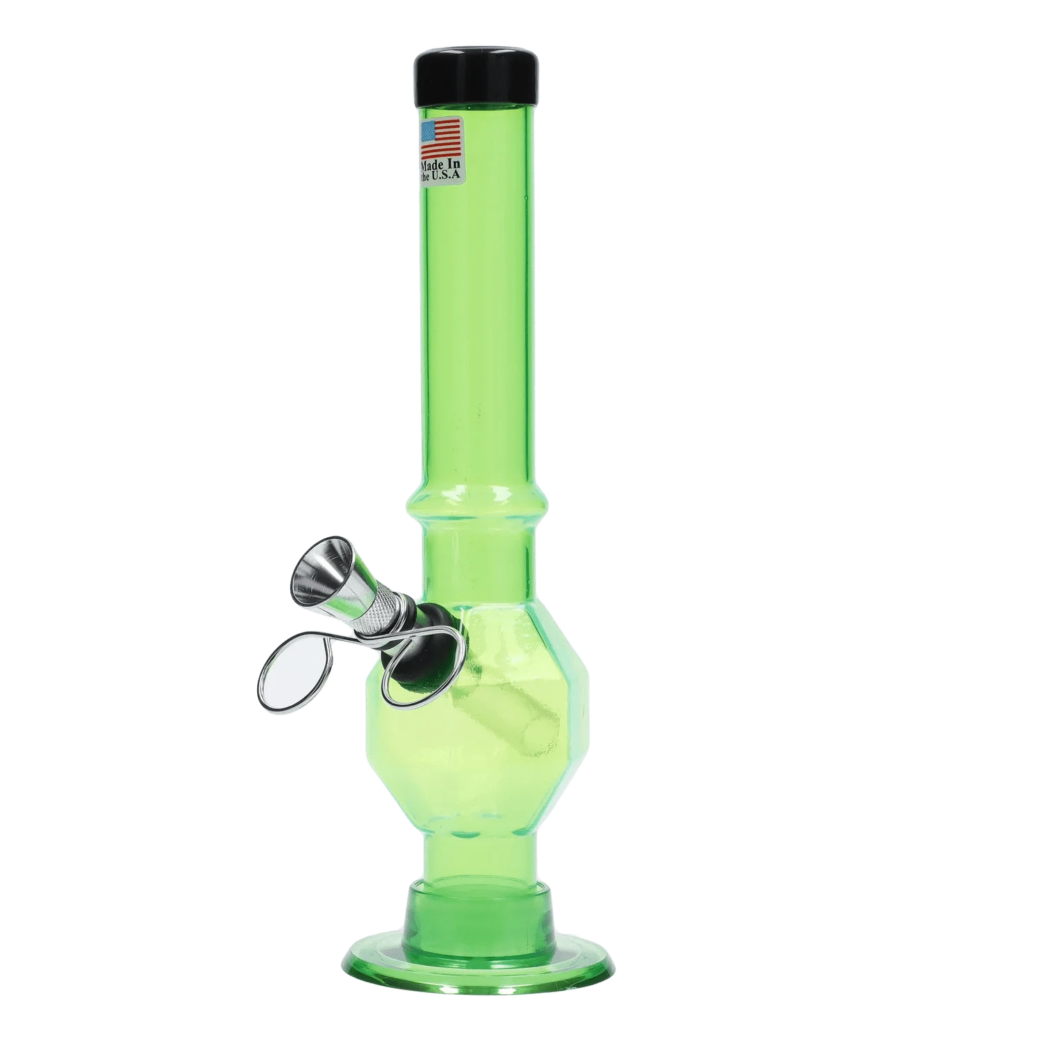 JM Plastic Water Pipe Light Green JM Plastics Grenade Base with Pull Slide Acrylic Water Pipe - 8 in.
