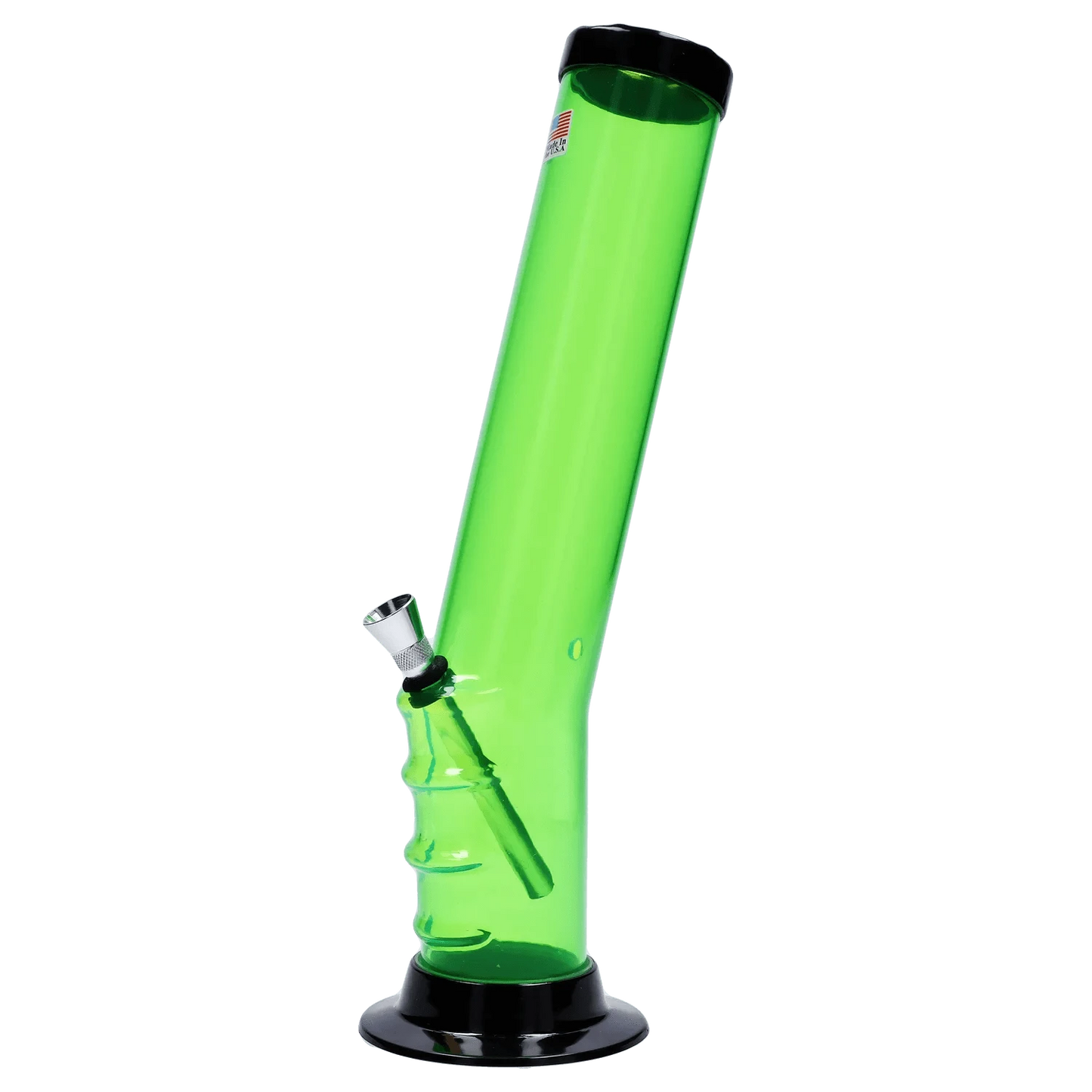 JM Plastic Water Pipe Light Green JM Plastics Straight Tube Bent Neck with Grip and Carb Hole Acrylic Water Pipe - 12 in.