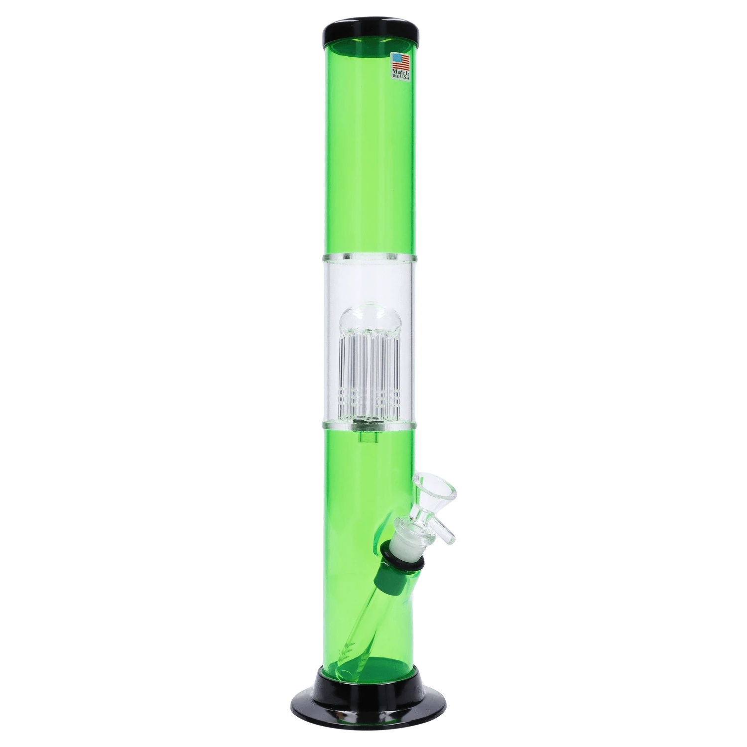 JM Plastic Water Pipe Light Green JM Plastics Straight Tube with Glass Perc Acrylic Water Pipe
