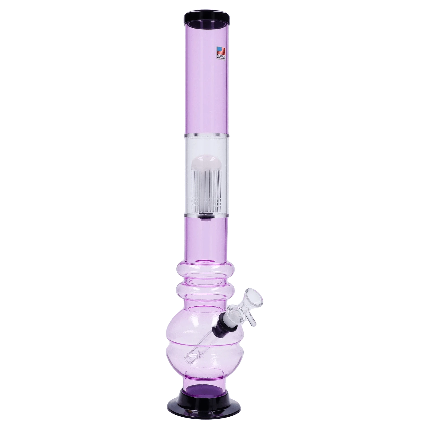 JM Plastic Water Pipe Light Purple JM Plastics Bubble Base with Glass Perc Acrylic Water Pipe