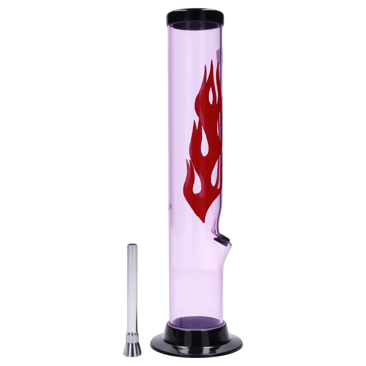 JM Plastic Water Pipe Light Purple JM Plastics Flame Straight Tube with Carb Hole Acrylic Water Pipe - 12 in.