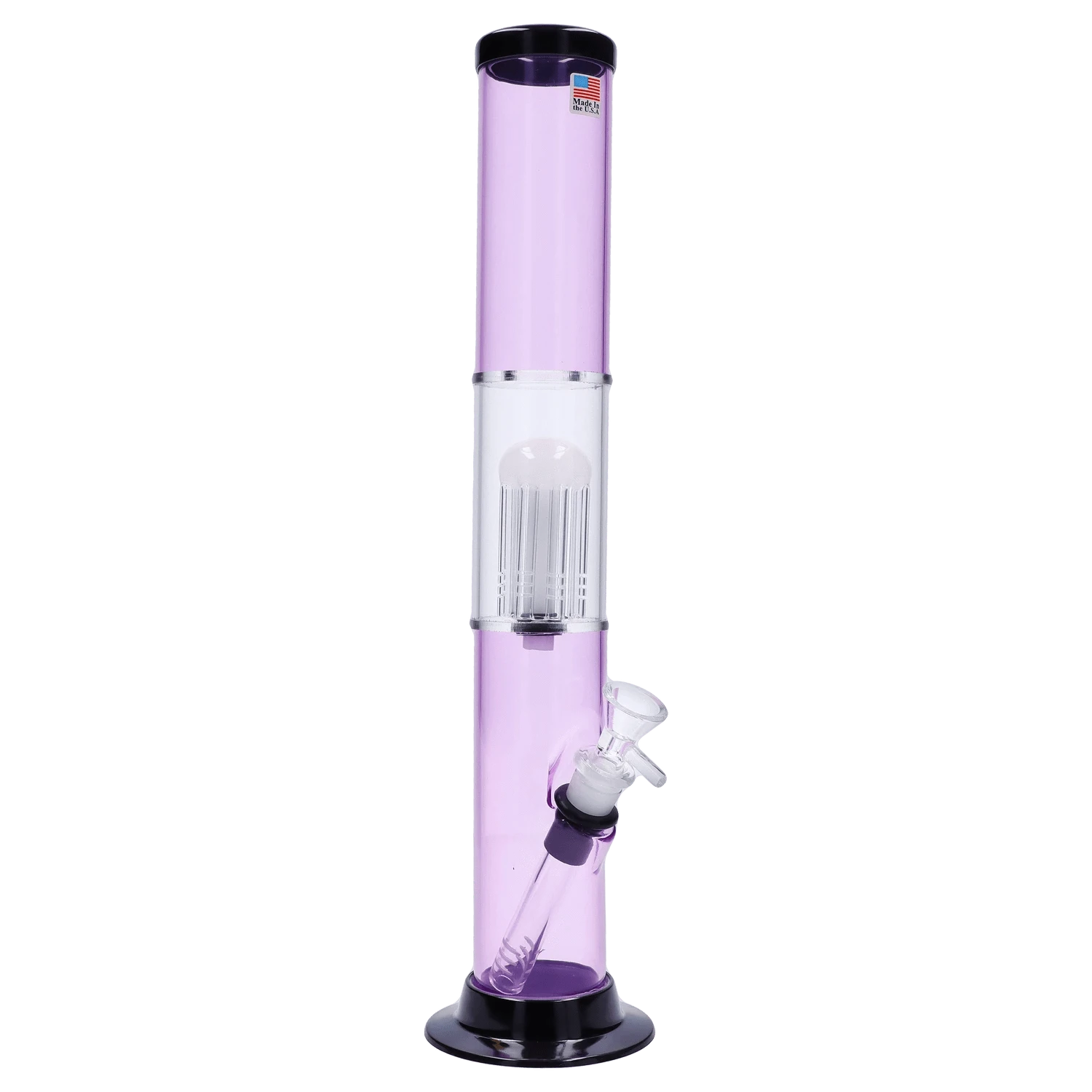 JM Plastic Water Pipe Light Purple JM Plastics Straight Tube with Glass Perc Acrylic Water Pipe