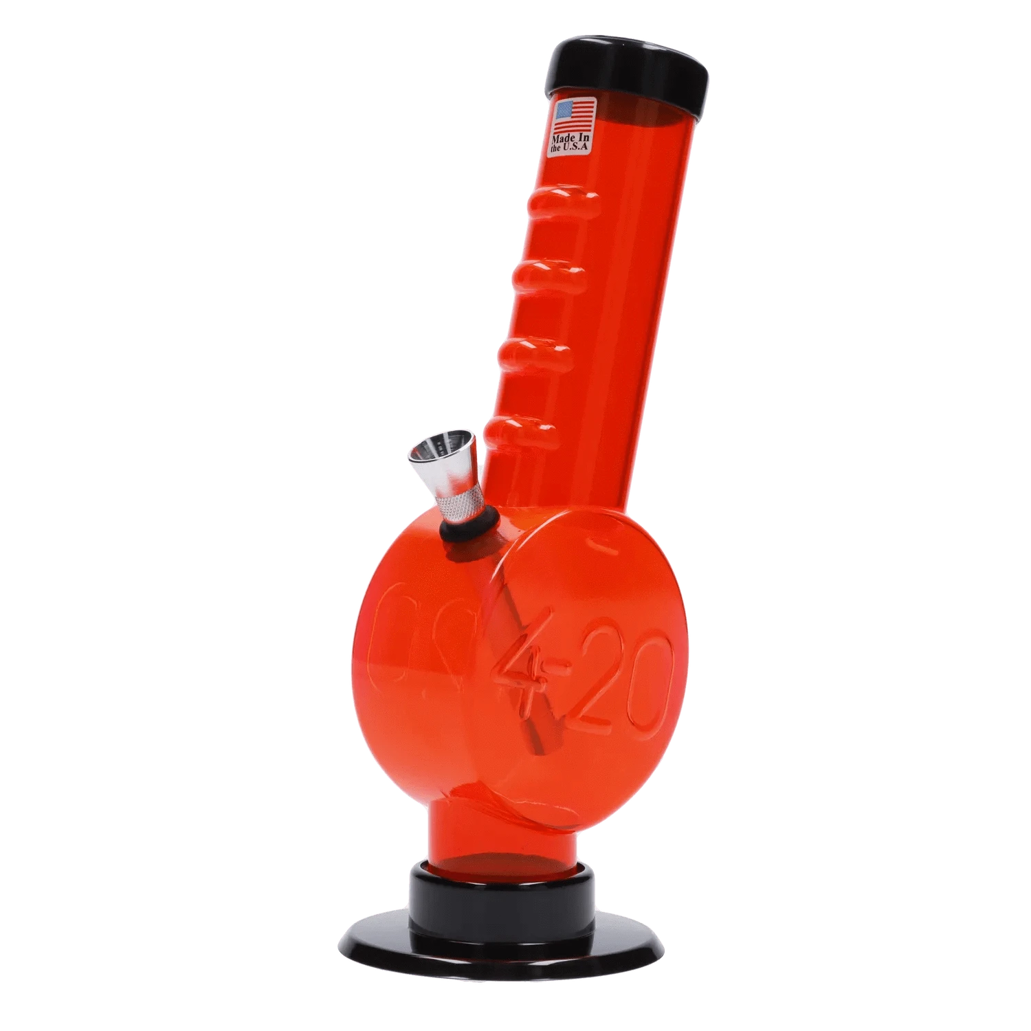 JM Plastic Water Pipe Orange JM Plastics 420 Coin Base with Grip Acrylic Water Pipe - 9 in.