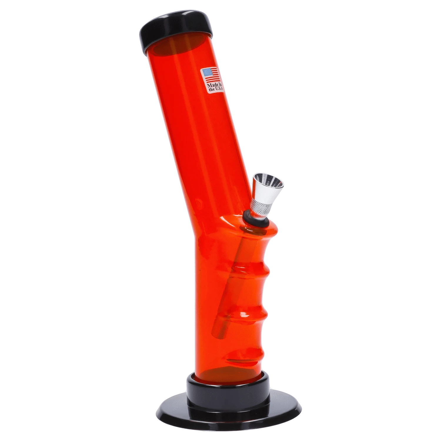 JM Plastic Water Pipe Orange JM Plastics Bent Neck Straight Tube with Grip Acrylic Water Pipe - 9 in.