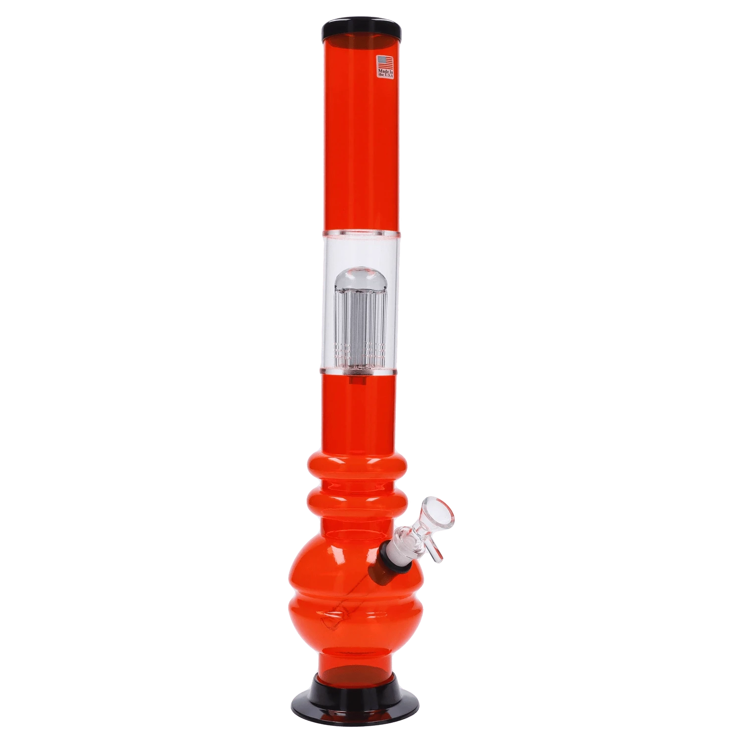 JM Plastic Water Pipe Orange JM Plastics Bubble Base with Glass Perc Acrylic Water Pipe