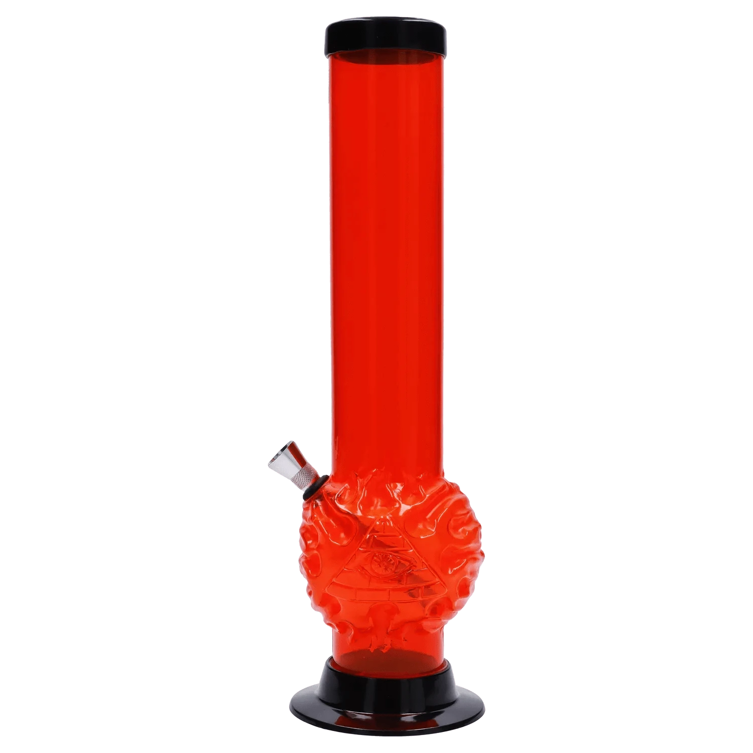 JM Plastic Water Pipe Orange JM Plastics Evil Eye Pyramid Bubble Base Acrylic Water Pipe - 12 in.