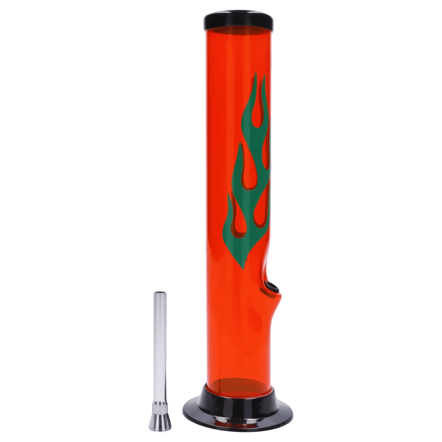 JM Plastic Water Pipe Orange JM Plastics Flame Straight Tube with Carb Hole Acrylic Water Pipe - 12 in.