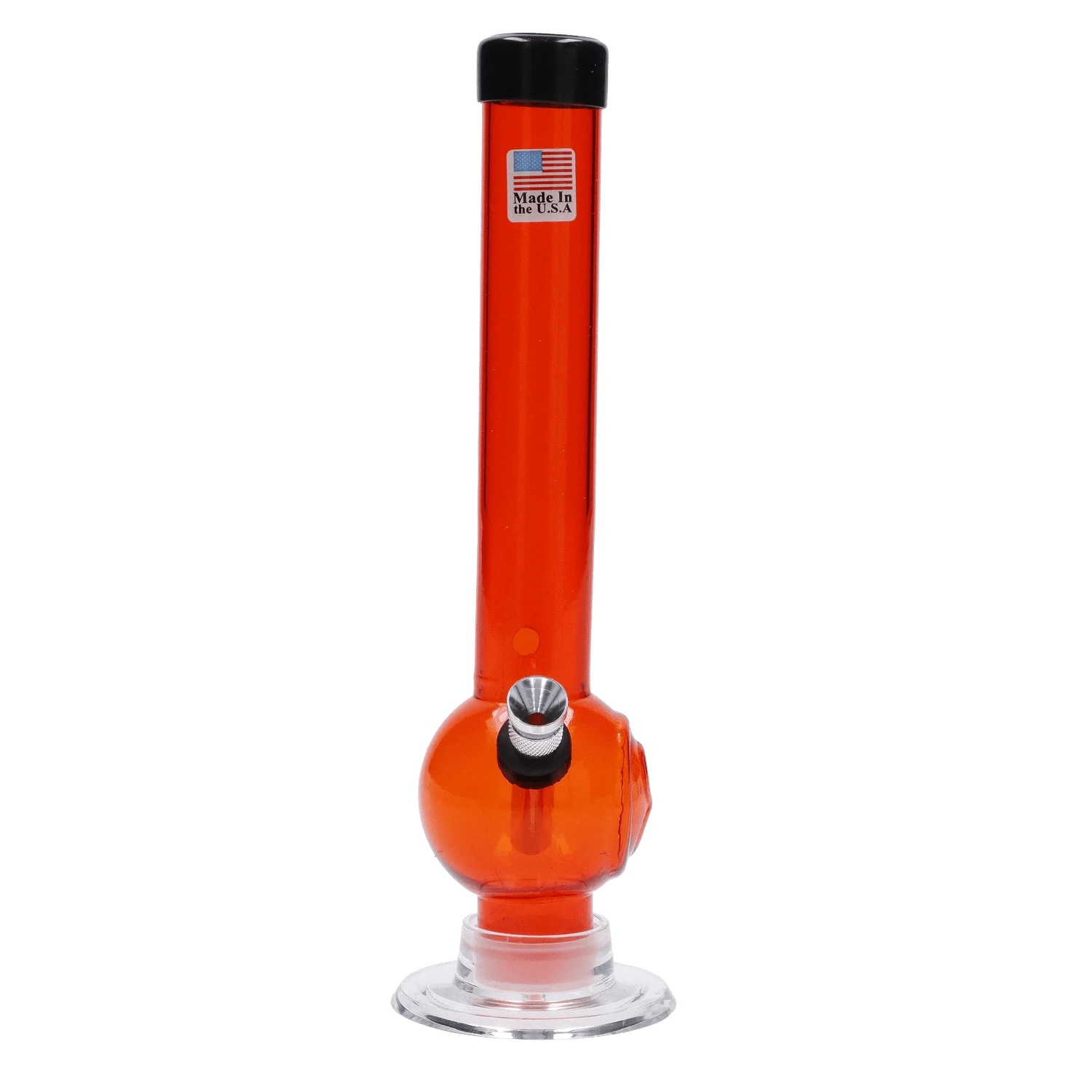 JM Plastic Water Pipe Orange JM Plastics Magic 8 Ball Base with Carb Hole Acrylic Water Pipe - 8 in.